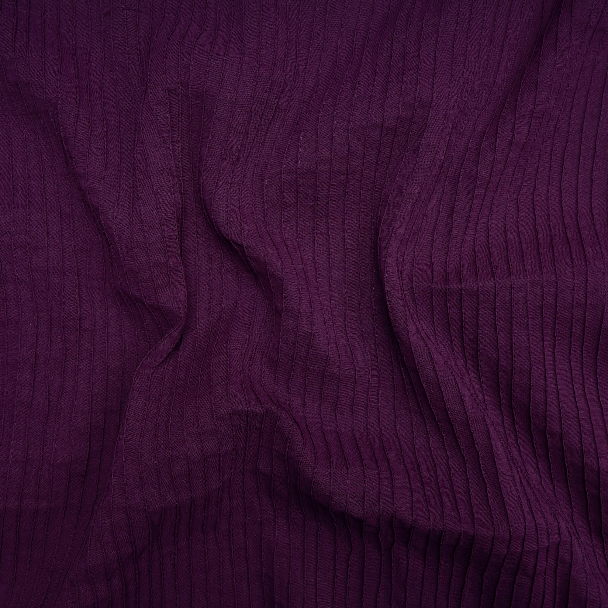 (Pre-Cut 1.00 Mtr)Dark Purple Pintuck Pattern High Twist Cotton Voile Fabric