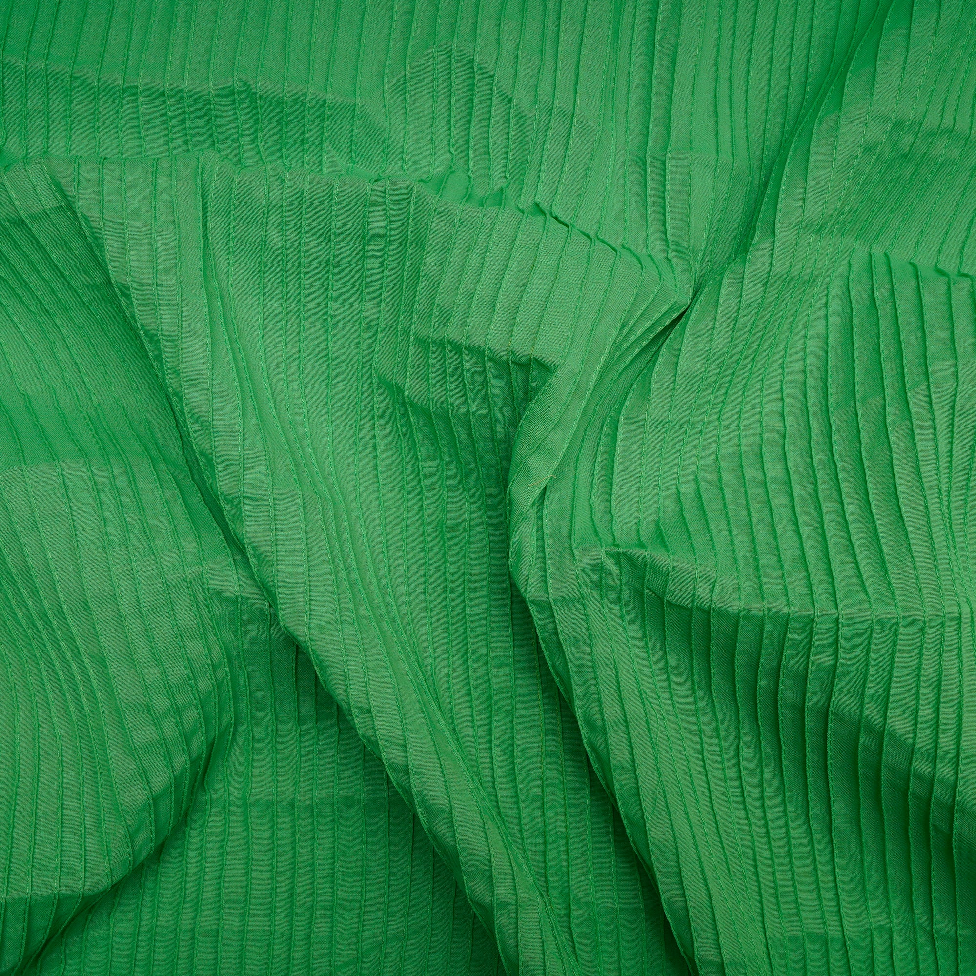 (Pre-Cut 1.40 Mtr)Summer Green Pintuck Pattern High Twist Cotton Voile Fabric