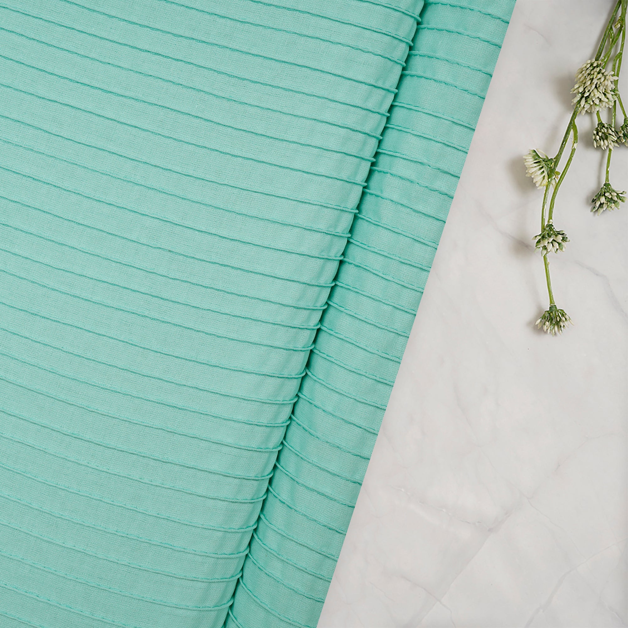 (Pre-Cut 2.00 Mtr)Beach Glass Pintuck Pattern High Twist Cotton Voile Fabric