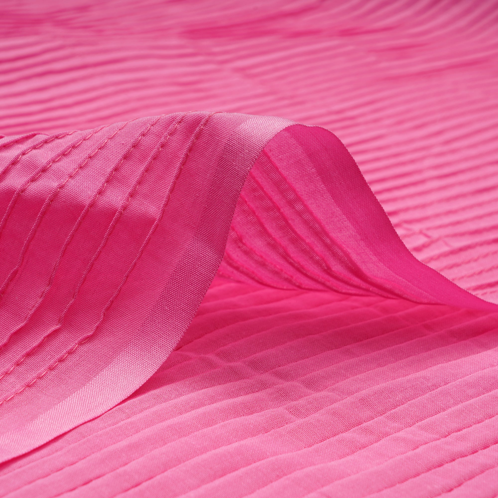 (Pre-Cut 2.50 Mtr)Pink Cosmos Pintuck Pattern High Twist Cotton Voile Fabric