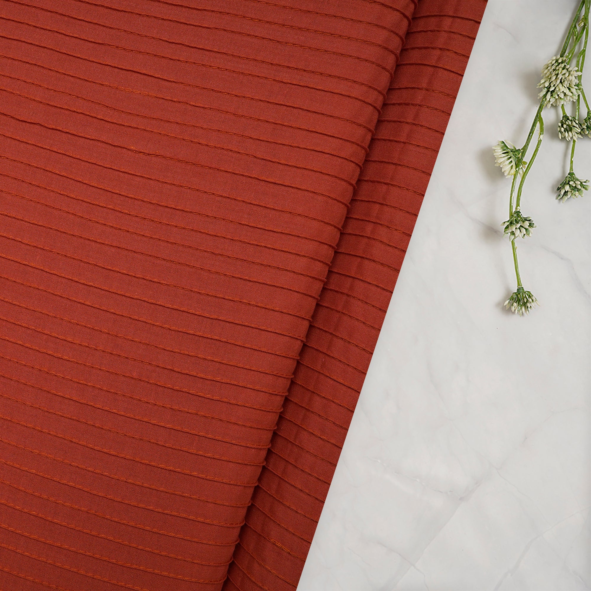 (Pre-Cut 3.30 Mtr)Summer Fig Pintuck Pattern High Twist Cotton Voile Fabric