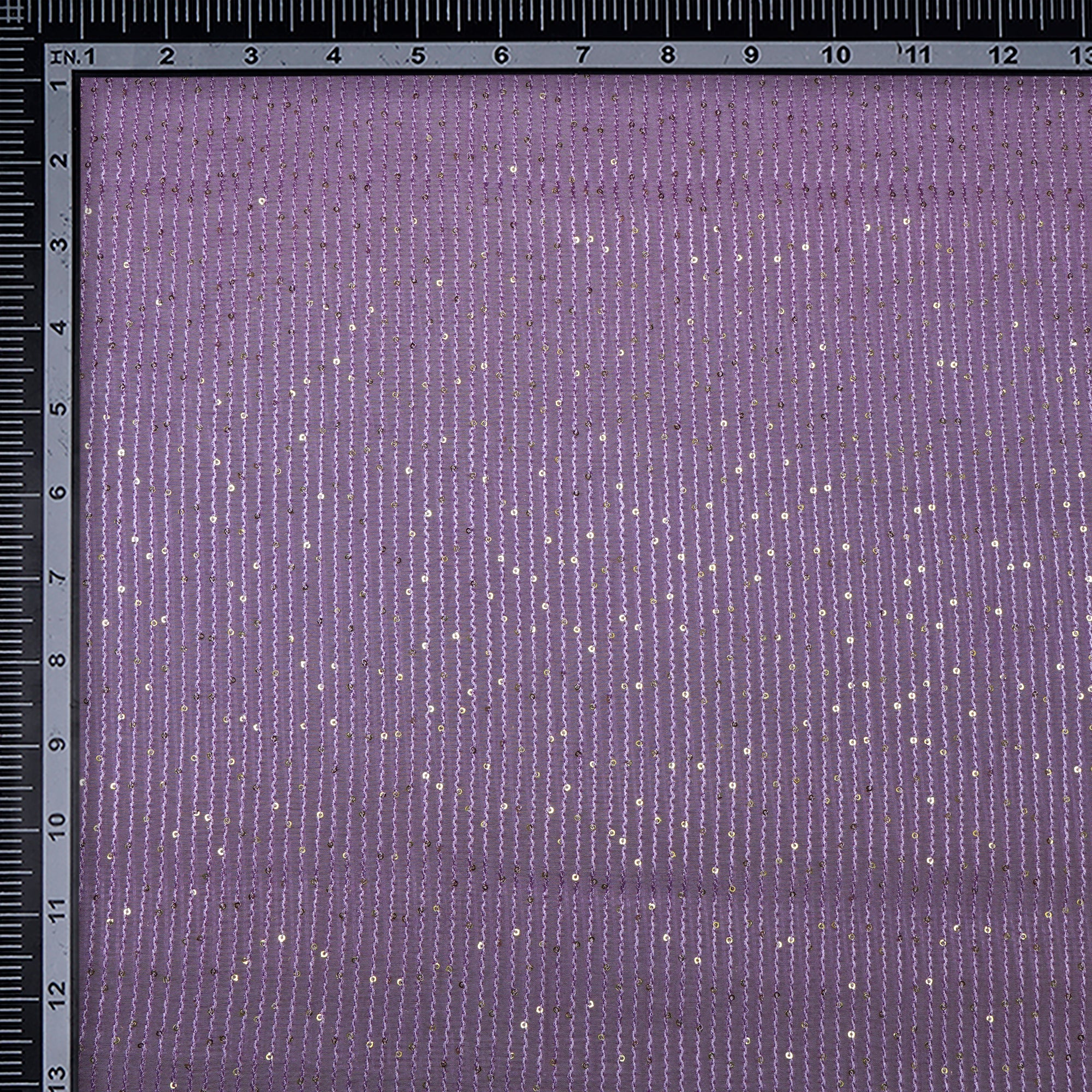 (Pre-Cut 3.30 Mtr)Lavender Stripe Pattern Thread Embroidered Chanderi Fabric