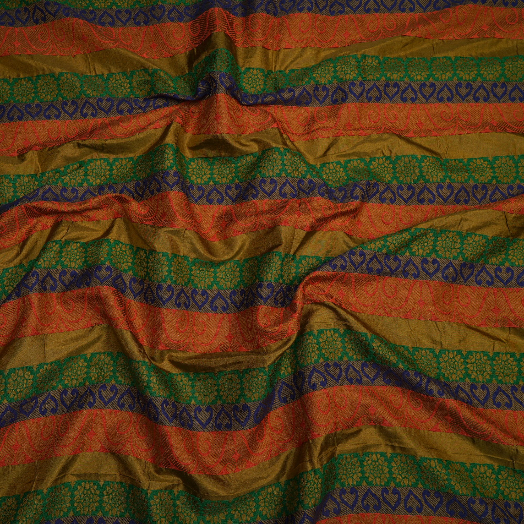(Pre-Cut 4.60 Mtr)Multi Color Noile Silk Fabric