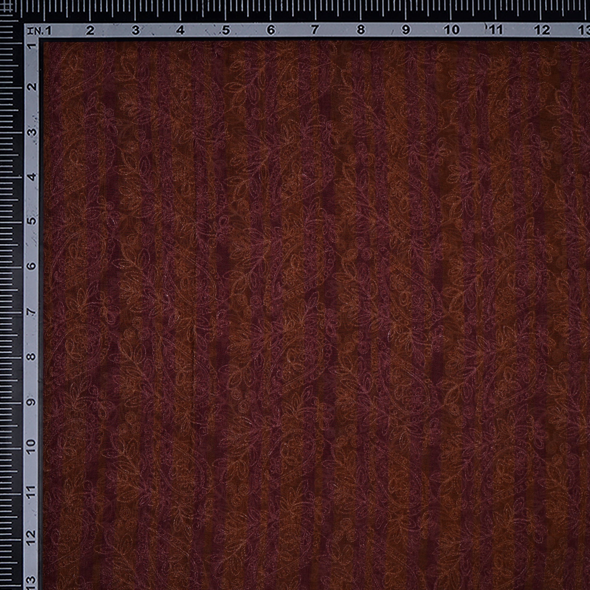 (Pre-Cut 3.40 Mtr)Brown Color Digital Printed Embroidered Pure Chanderi Fabric