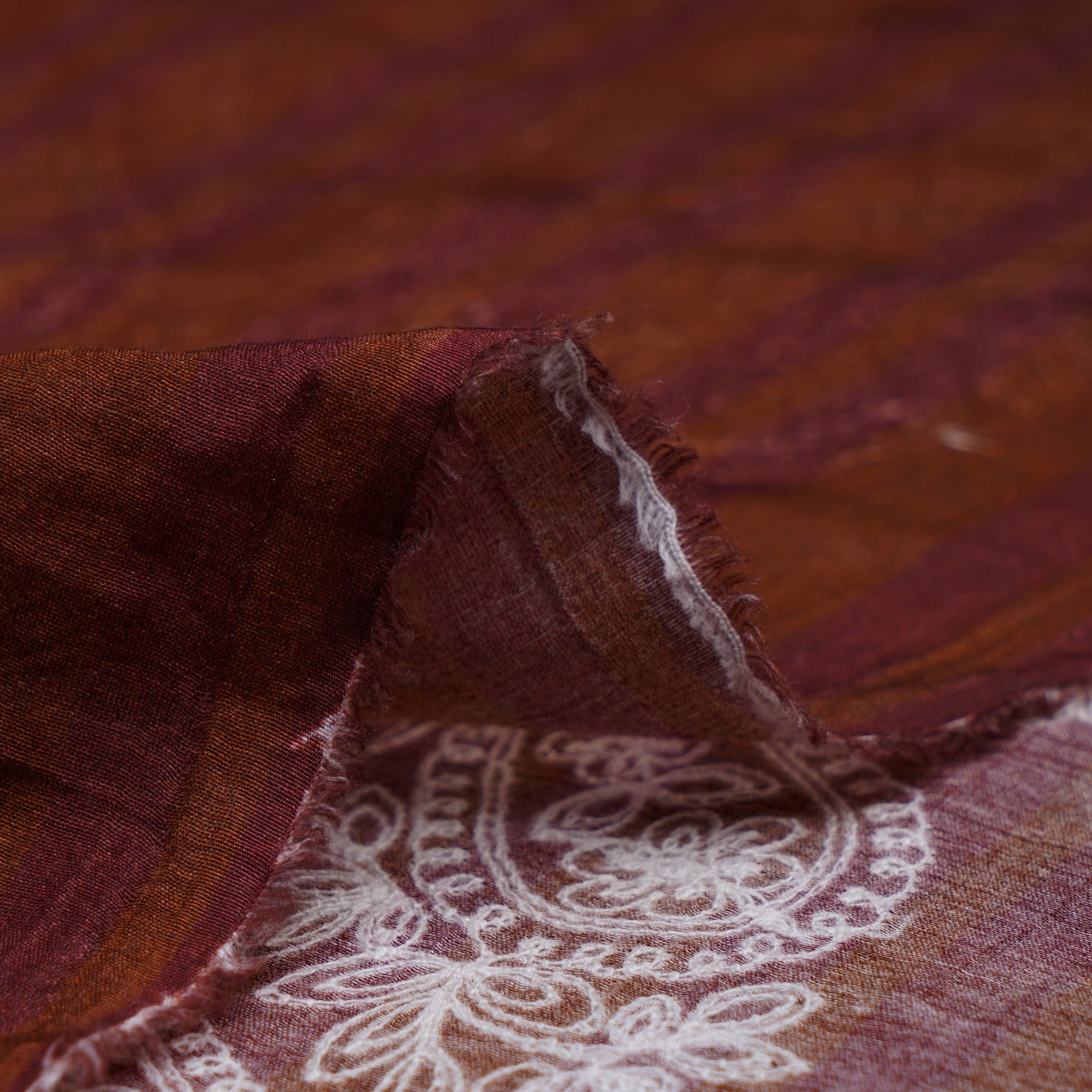 (Pre-Cut 3.40 Mtr)Brown Color Digital Printed Embroidered Pure Chanderi Fabric