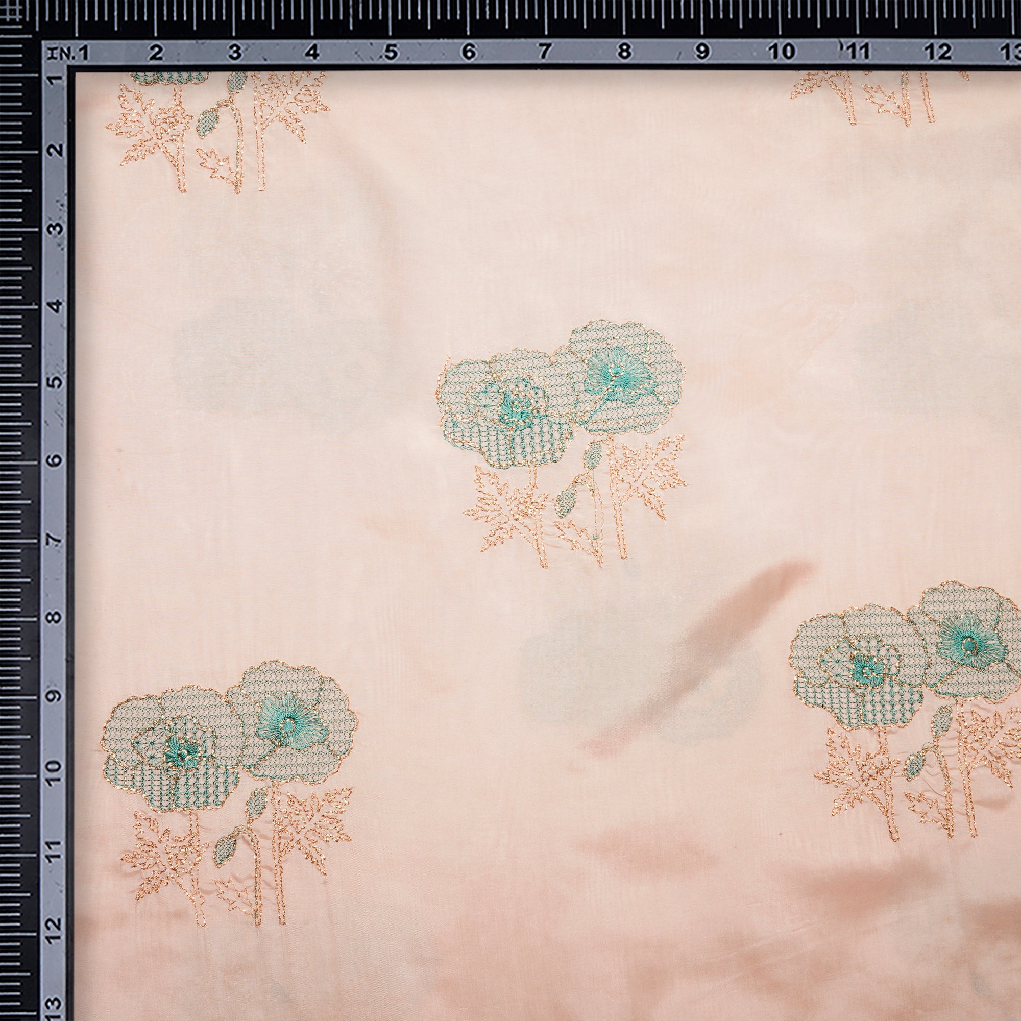 (Pre-Cut 3.60 Mtr)Pastel PInk Motif Pattern Zari Embroidered Baluchi Silk Fabric