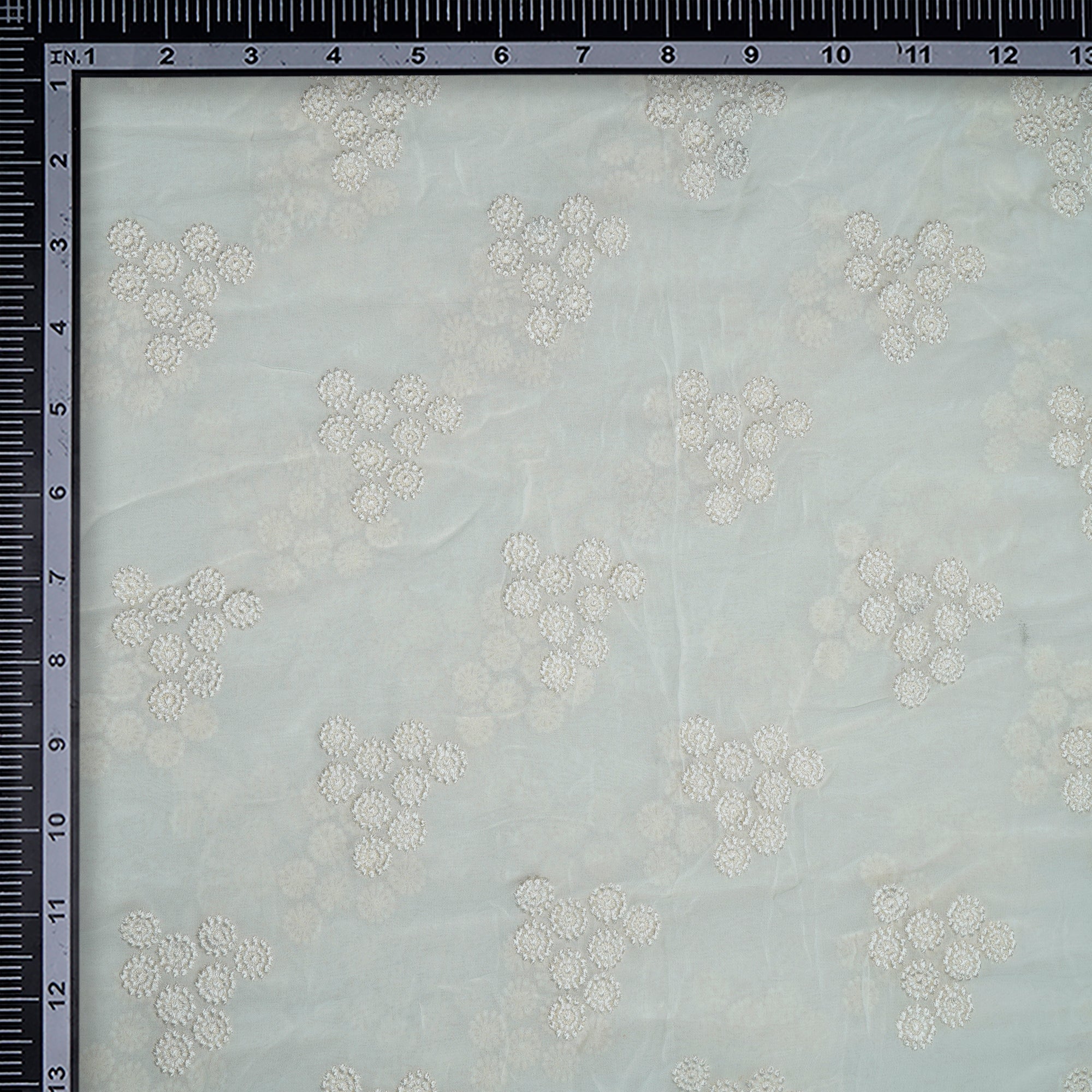 (Pre-Cut 3.40 Mtr)Off-White Color Embroidered Viscose Georgette Fabric