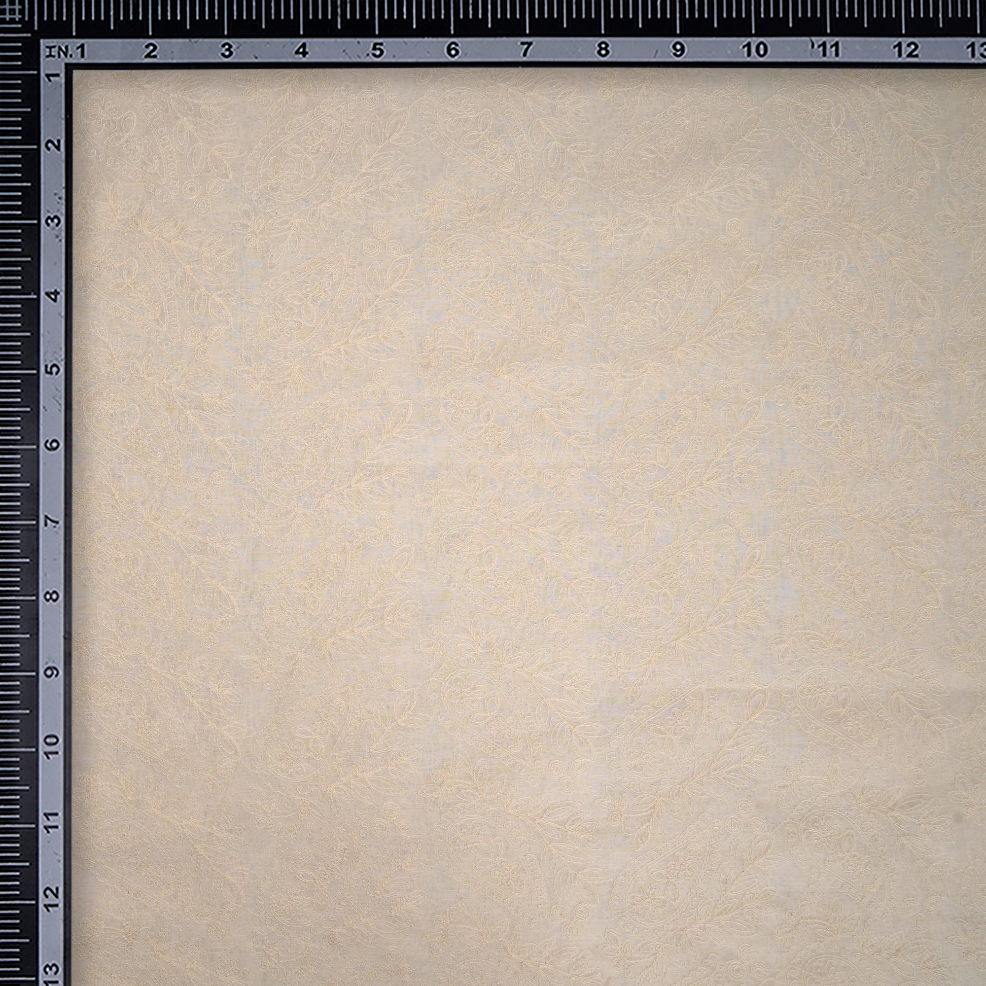 (Pre-Cut 3.20 Mtr)White Color Embroidered Fine Chanderi Fabric