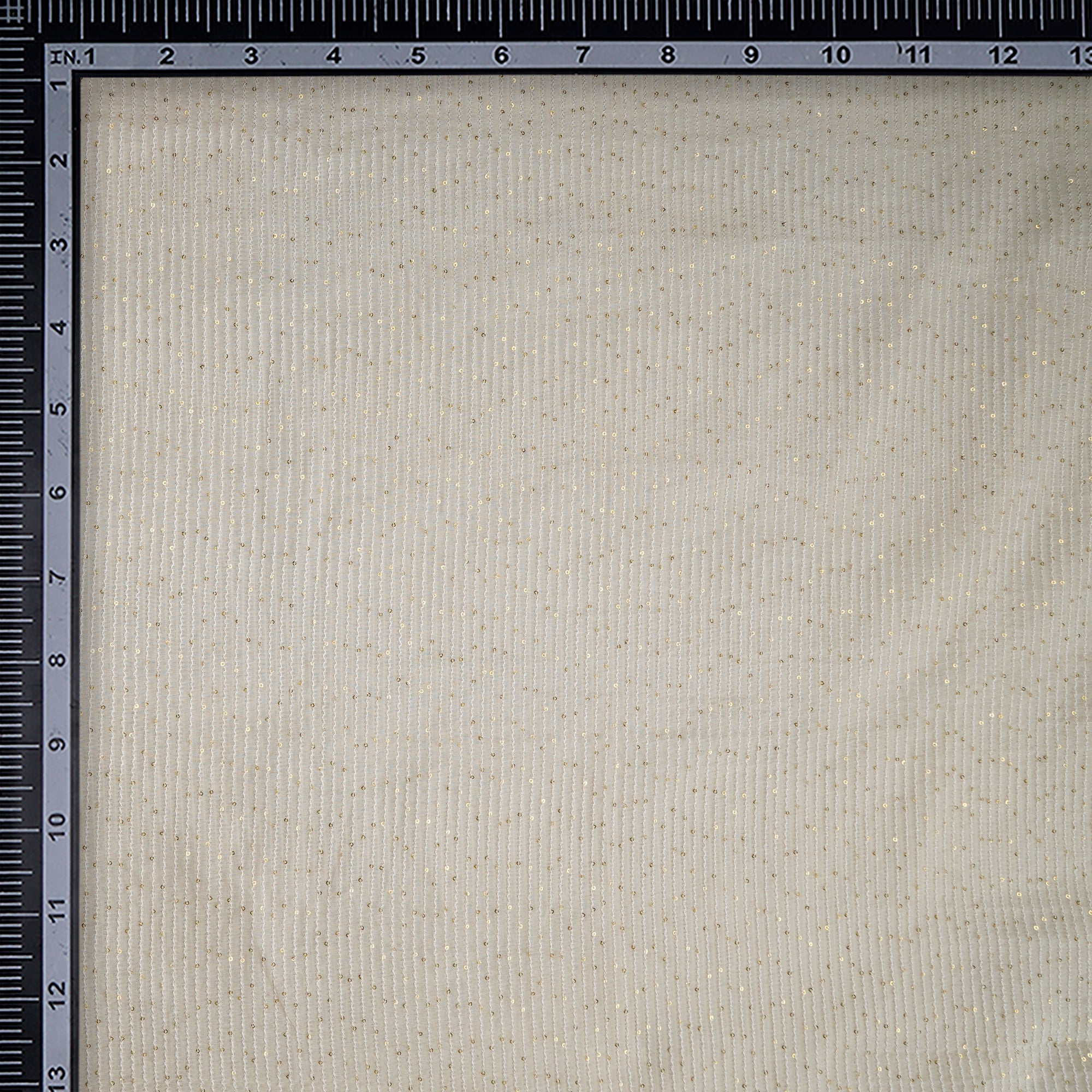 (Pre-Cut 3.80 Mtr)Off White Color Sequins Embroidered Pure Chanderi Fabric