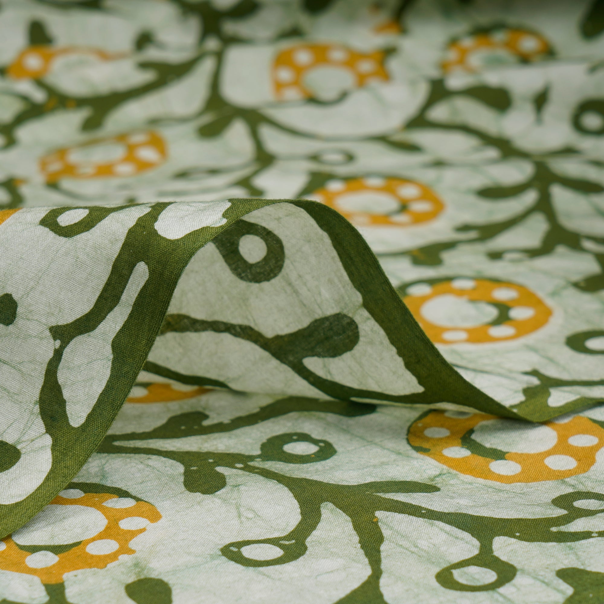 (Pre-Cut 3.00Mtr)Basil Handcrafted Waxed Batik Printed Cotton Fabric
