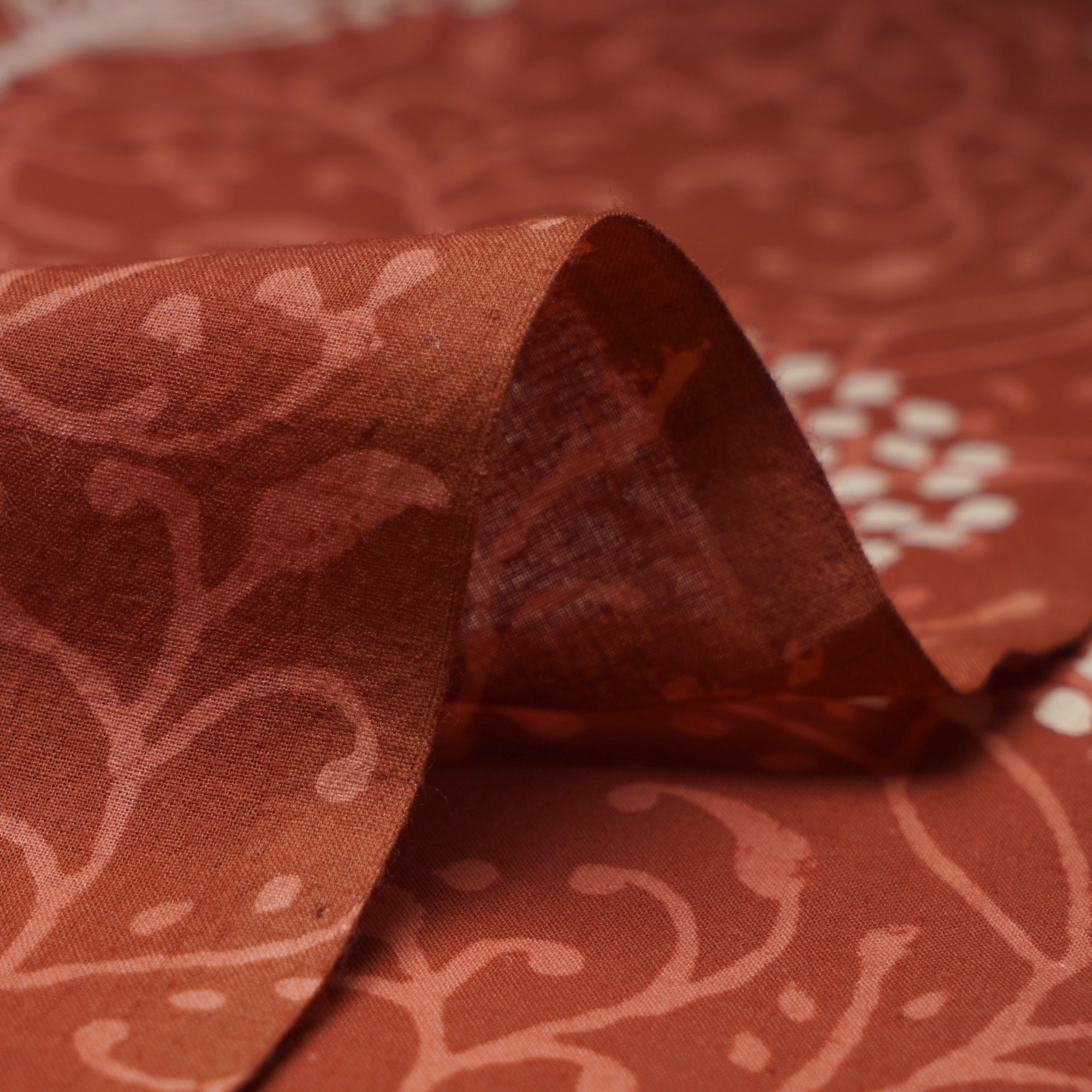 (Pre-Cut 1.00Mtr)Red Color Handcrafted Block Printed Cotton Fabric