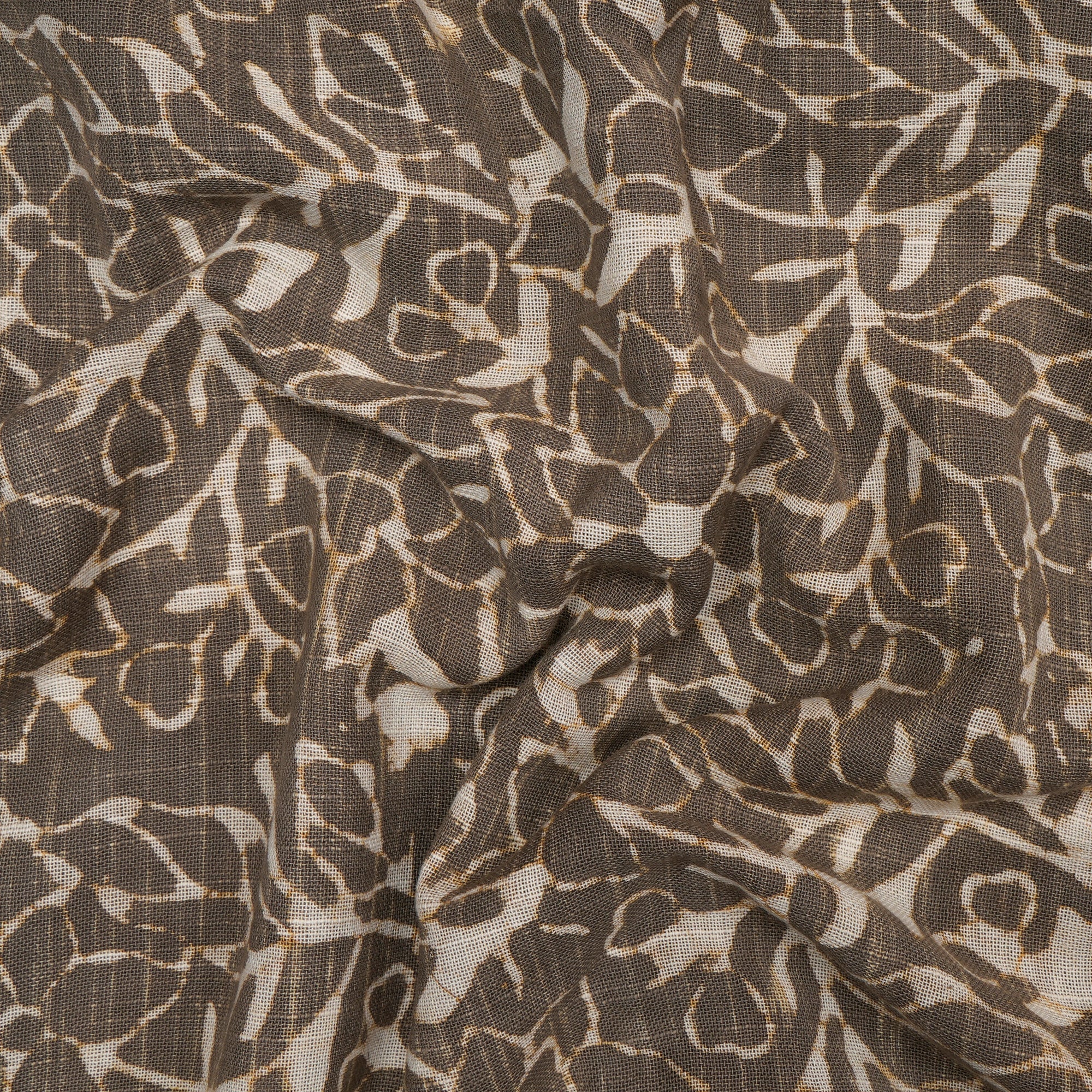 (Pre-Cut 2.00Mtr)Timber Wolf Hand Block Natural Dye Dabu Printed Cotton Slub Fabric