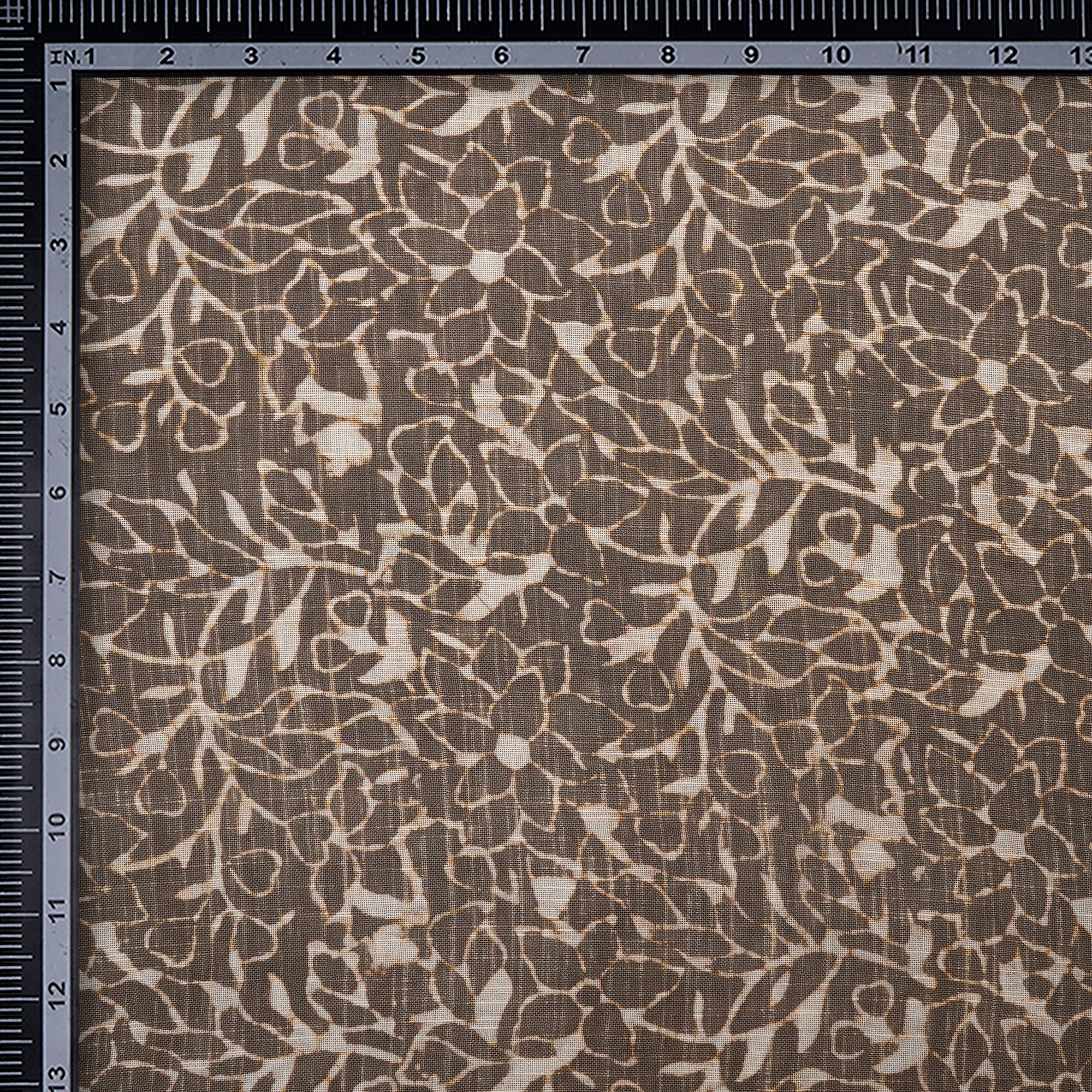 (Pre-Cut 2.00Mtr)Timber Wolf Hand Block Natural Dye Dabu Printed Cotton Slub Fabric