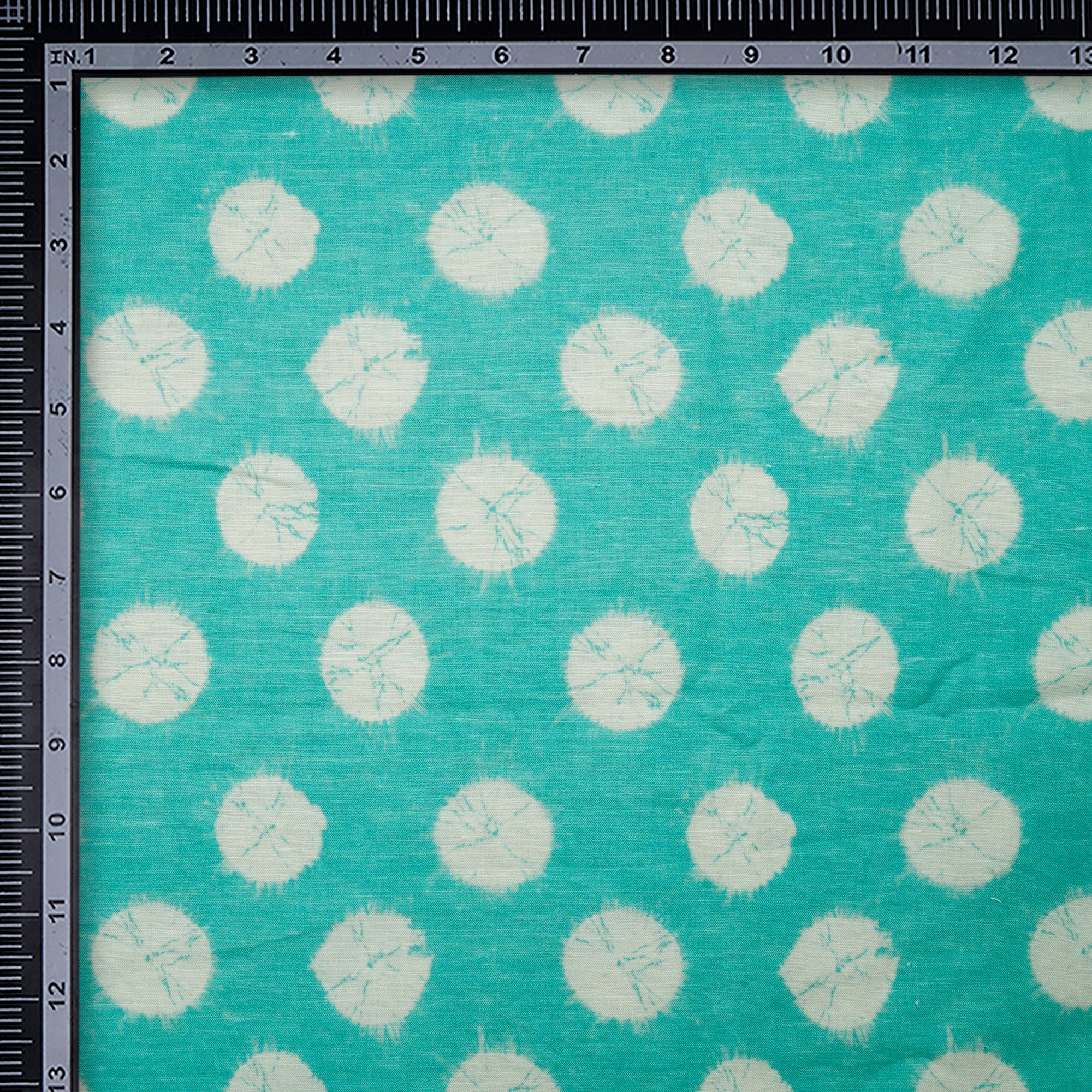 (Pre-Cut 2.40 Mtr)Pool Blue Bandhani Pattern Digital Print Fancy Linen Fabric