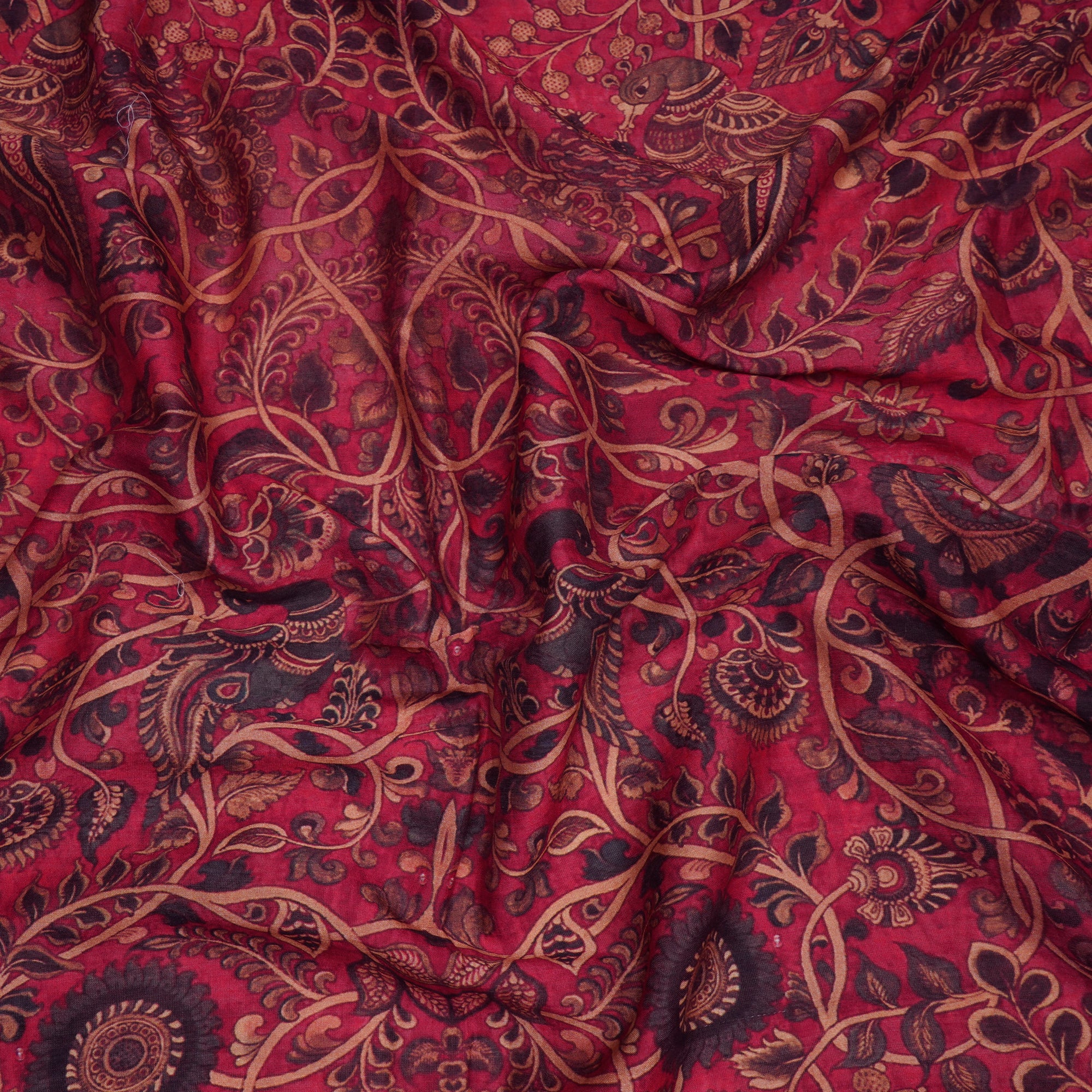 (Pre-Cut 1.00 Mtr)Orange Color Digital Print Pure Chanderi Fabric