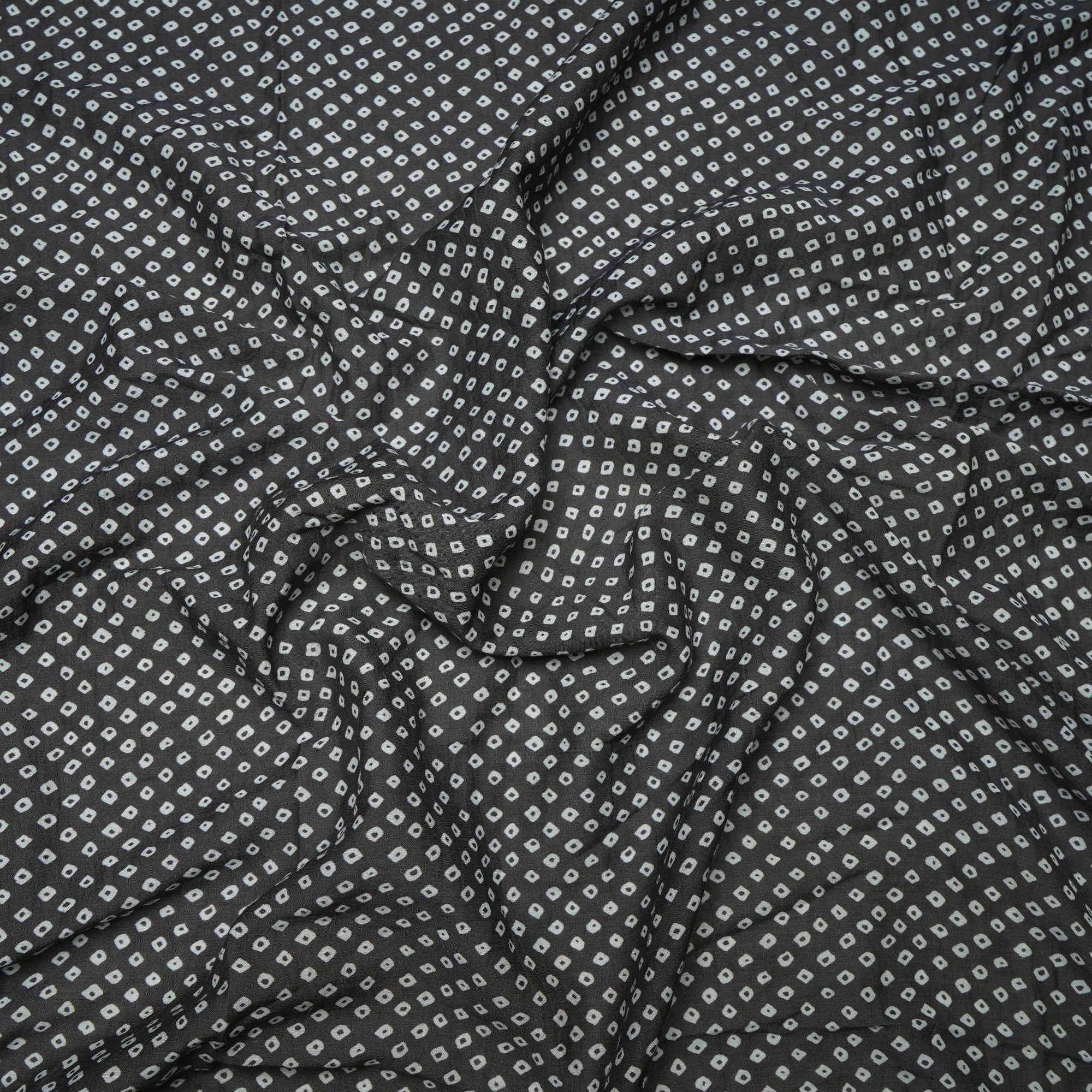 (Pre-Cut 1.10 Mtr)Black Lehariya Pattern Digital Print Bemberg Satin Fabric