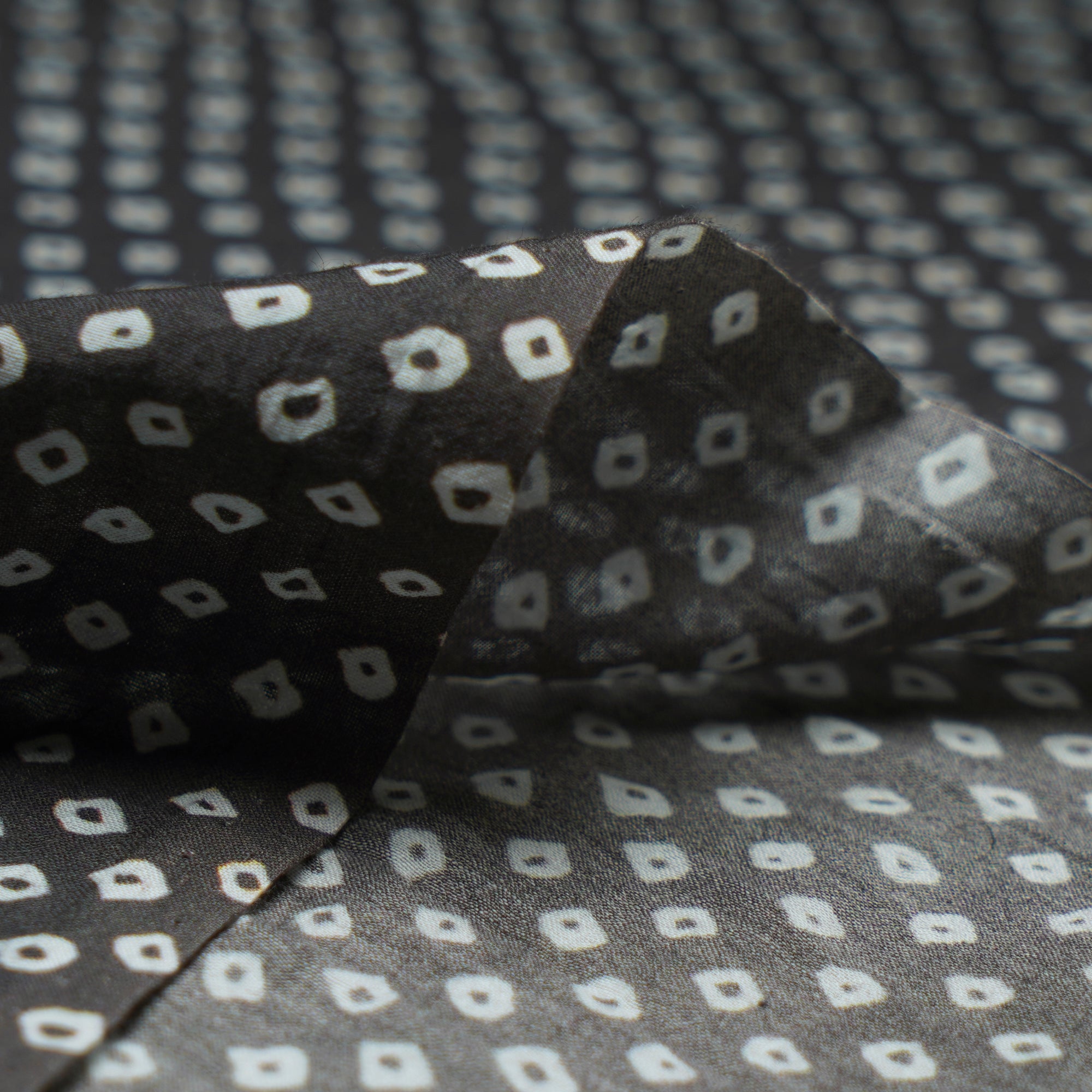 (Pre-Cut 1.10 Mtr)Black Lehariya Pattern Digital Print Bemberg Satin Fabric