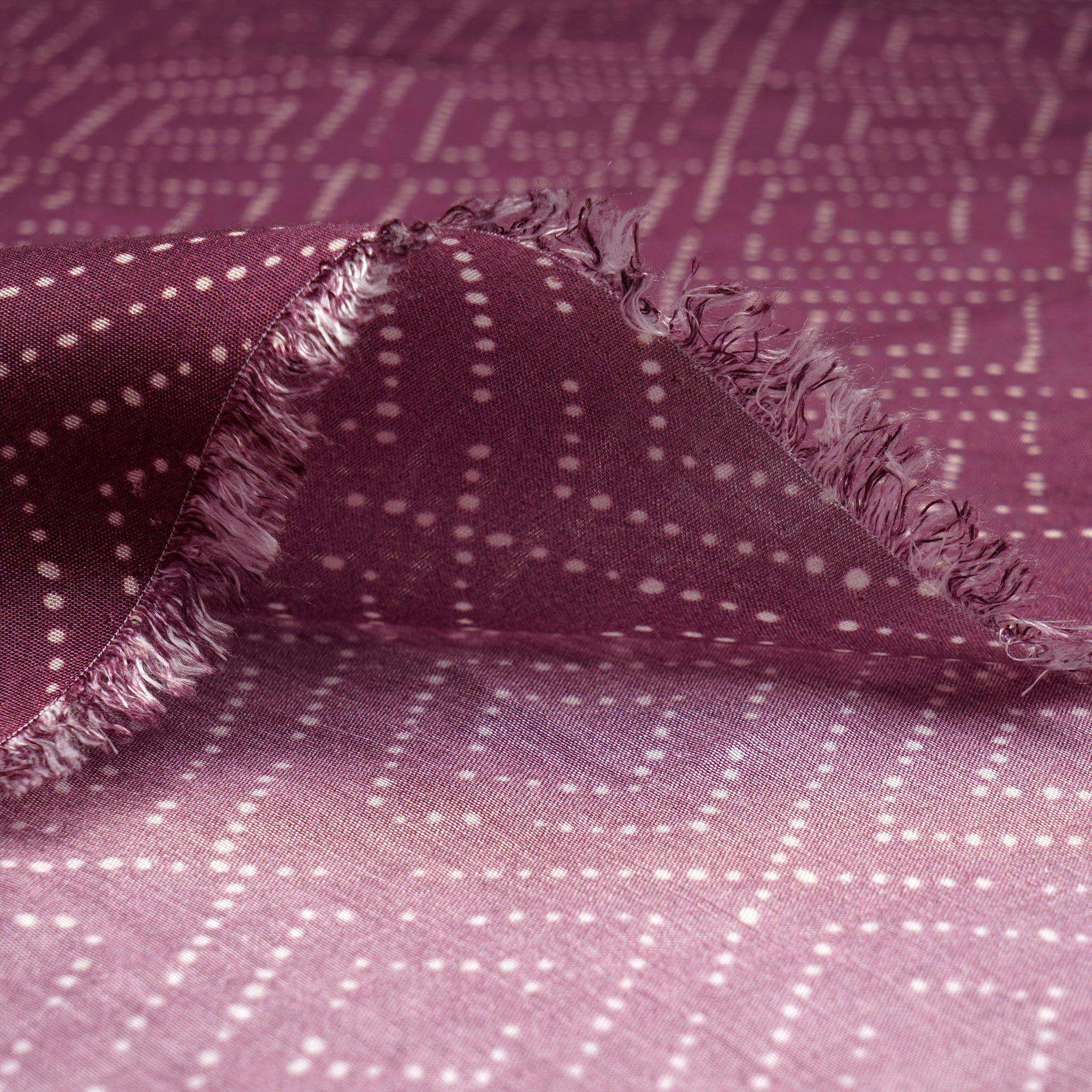 (Pre-Cut 0.50Mtr)Damson Geometric Pattern Digital Print Bemberg Modal Fabric