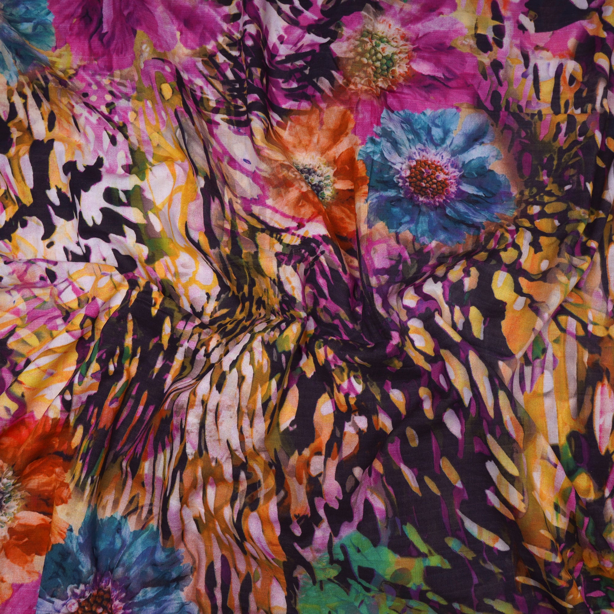 (Pre-Cut 2.30 Mtr)Multi Color Digital Print Cambric Cotton Fabric