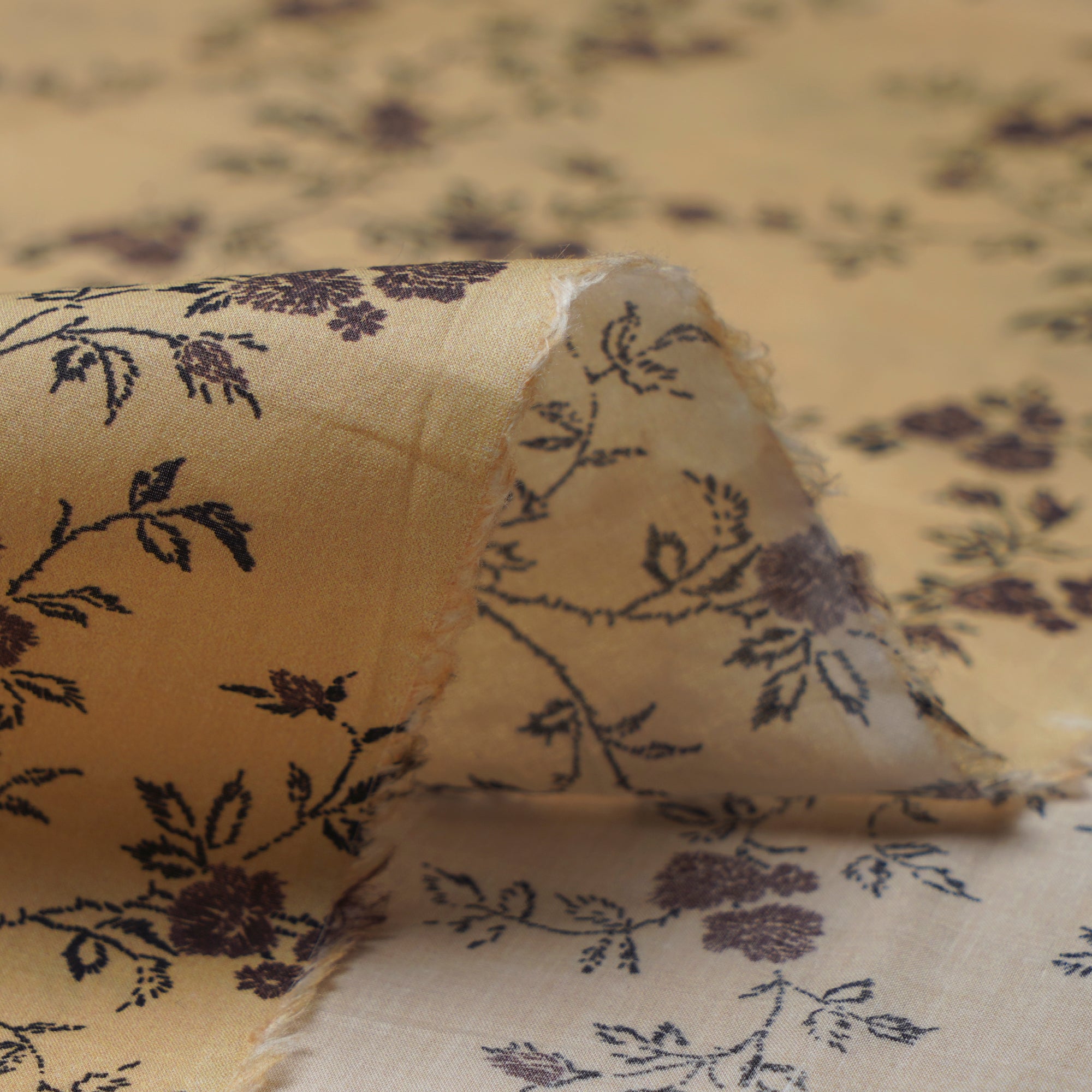 (Pre-Cut 1.10Mtr)Laguna Yellow Color Digital Print Cotton Lawn Fabric