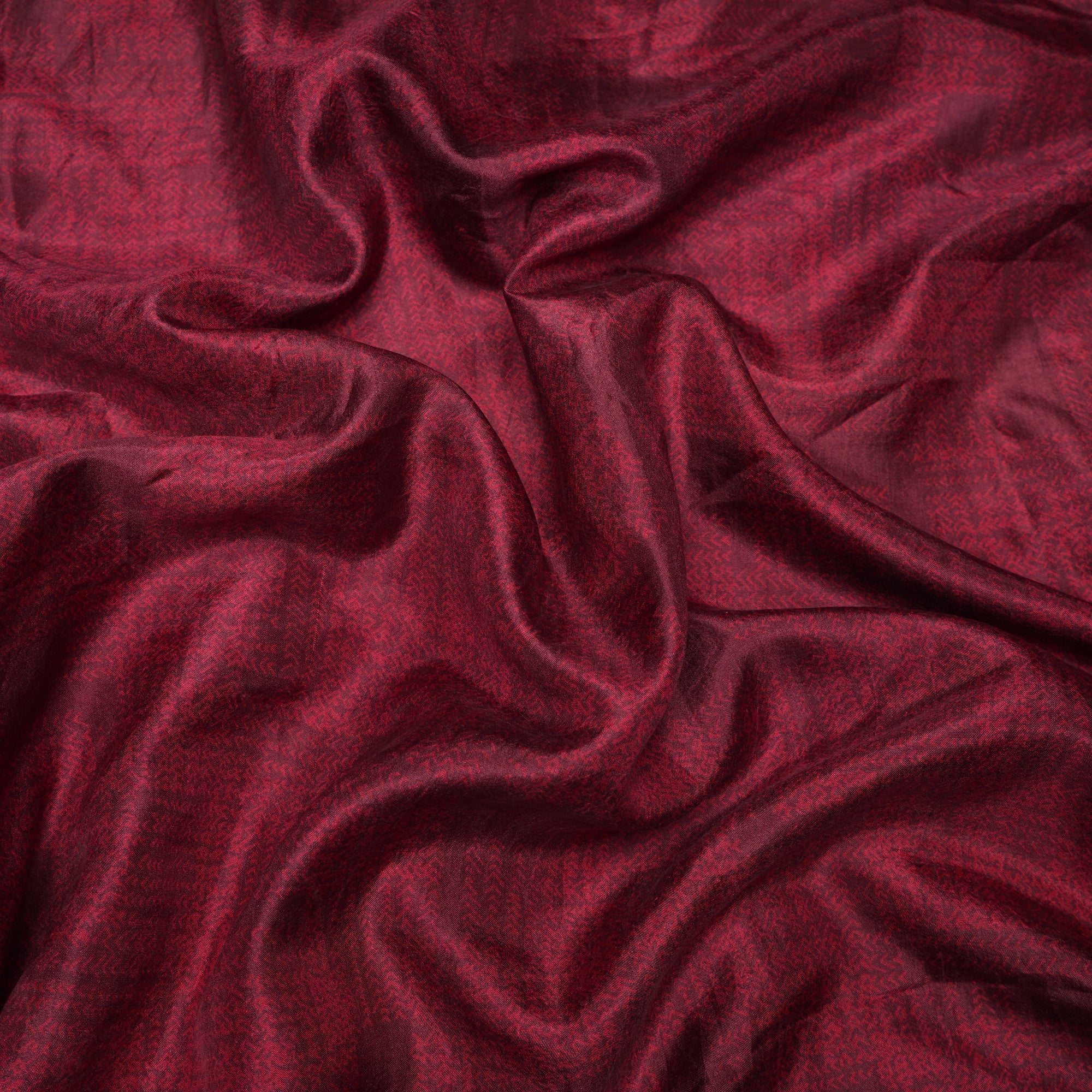 (Pre-Cut 2.00 Mtr)Onion Red All Over Pattern Digital Print Plain Silk Fabric