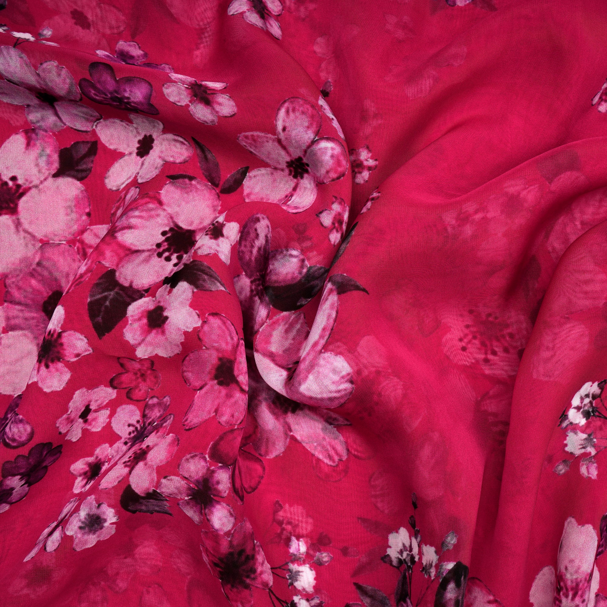 (Pre-Cut 2.00 Mtr)Jazzy Floral Pattern Digital Pattern Viscose Organza Fabric
