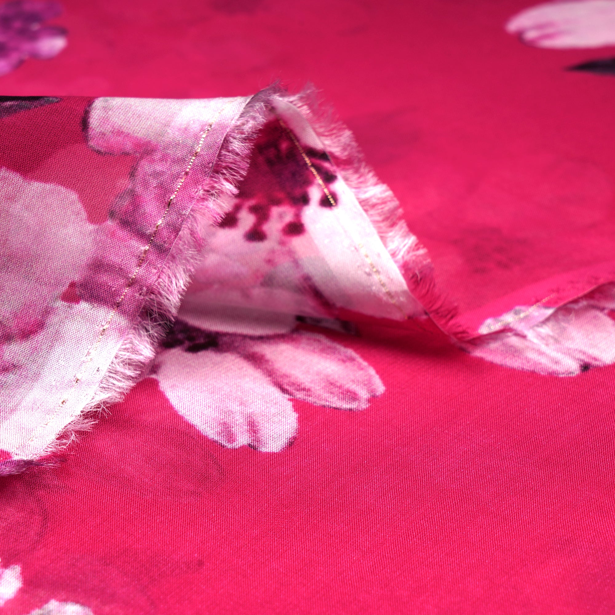 (Pre-Cut 2.00 Mtr)Jazzy Floral Pattern Digital Pattern Viscose Organza Fabric