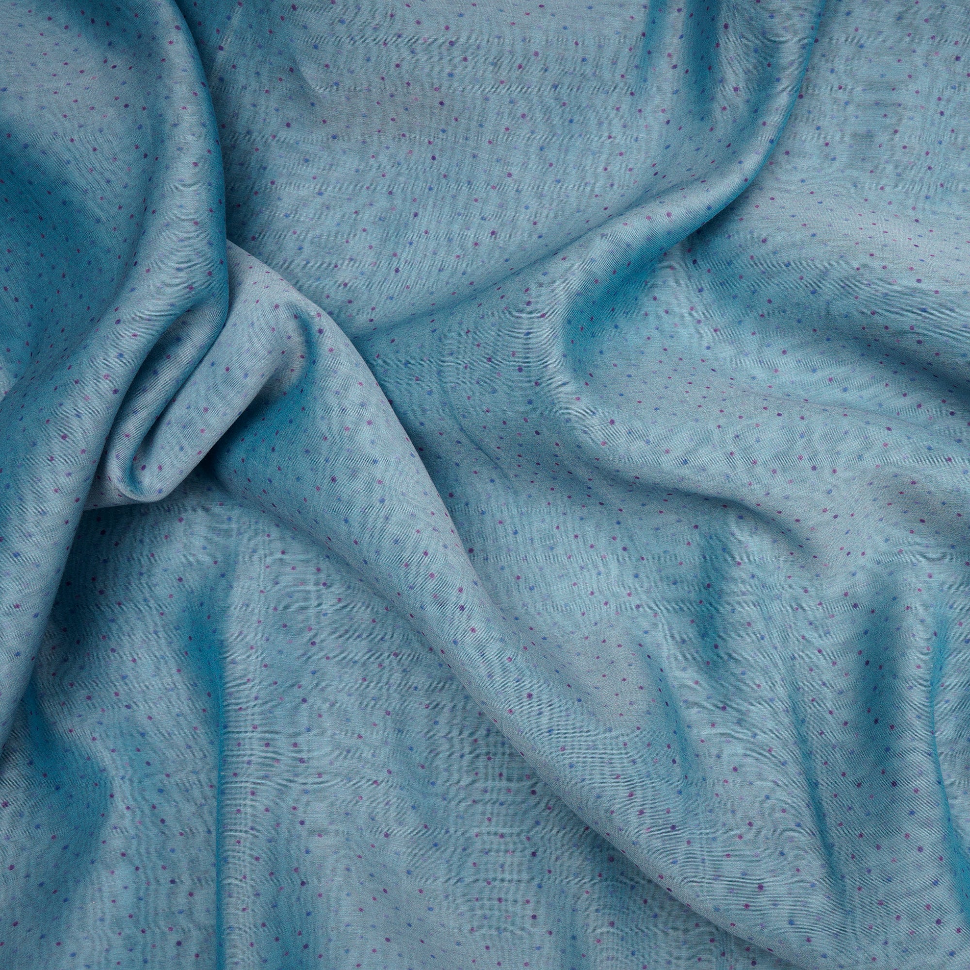 (Pre-Cut 3.70Mtr)Starlight Blue All Over Pattern Digital Print Chanderi Fabric