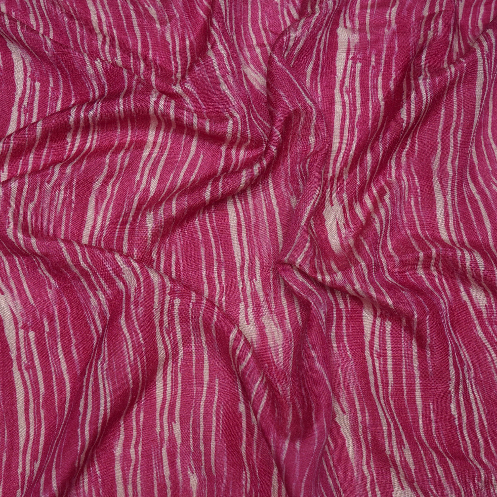 (Pre-Cut 0.70 Mtr)Pink All Over Pattern Digital Printed Muga Silk Fabric