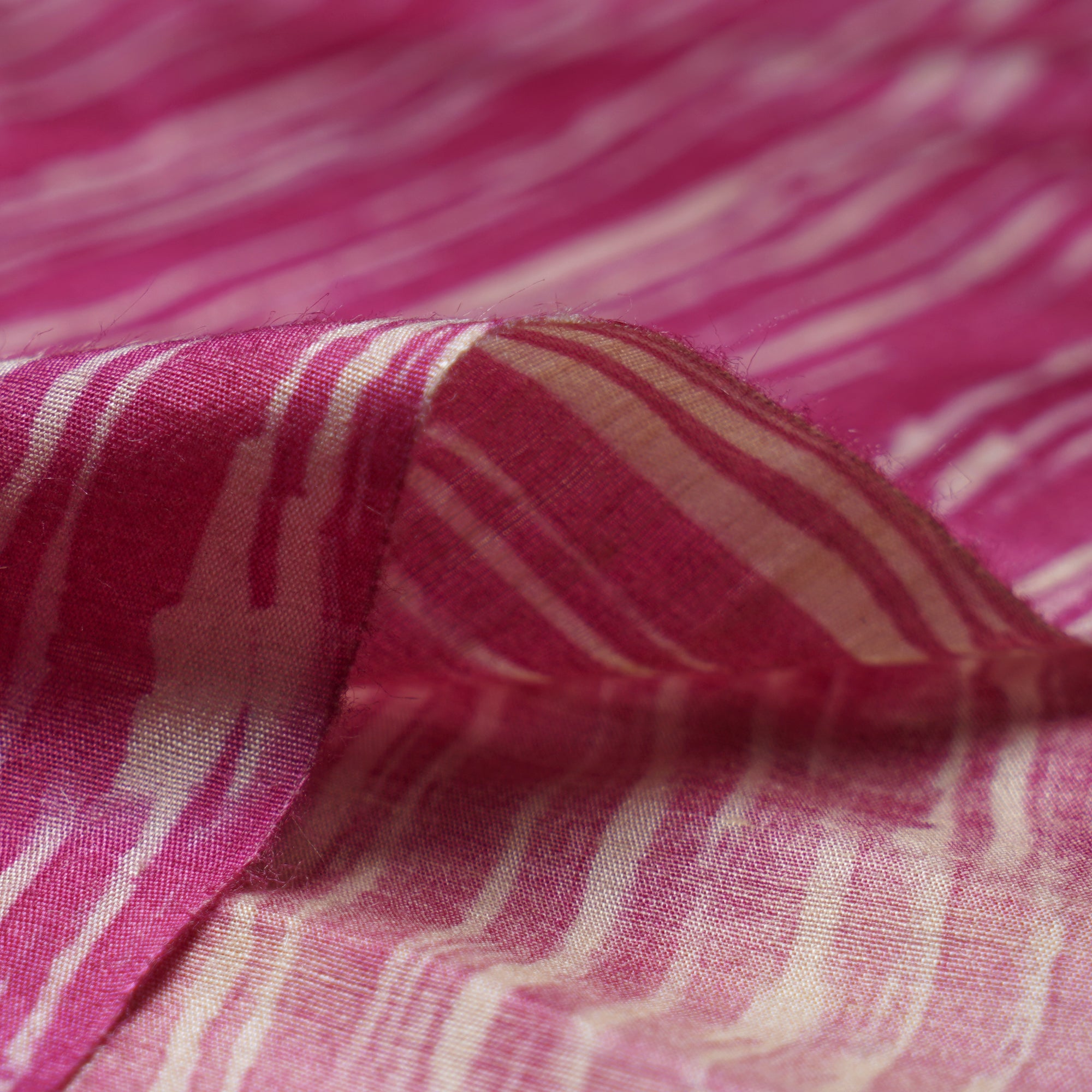 (Pre-Cut 0.70 Mtr)Pink All Over Pattern Digital Printed Muga Silk Fabric