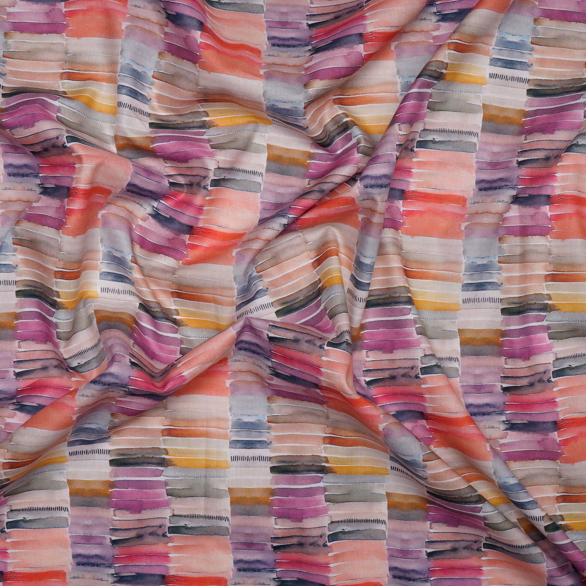 (Pre-Cut 2.50 Mtr)Multi Color All Over Pattern Digital Print Cotton Fabric