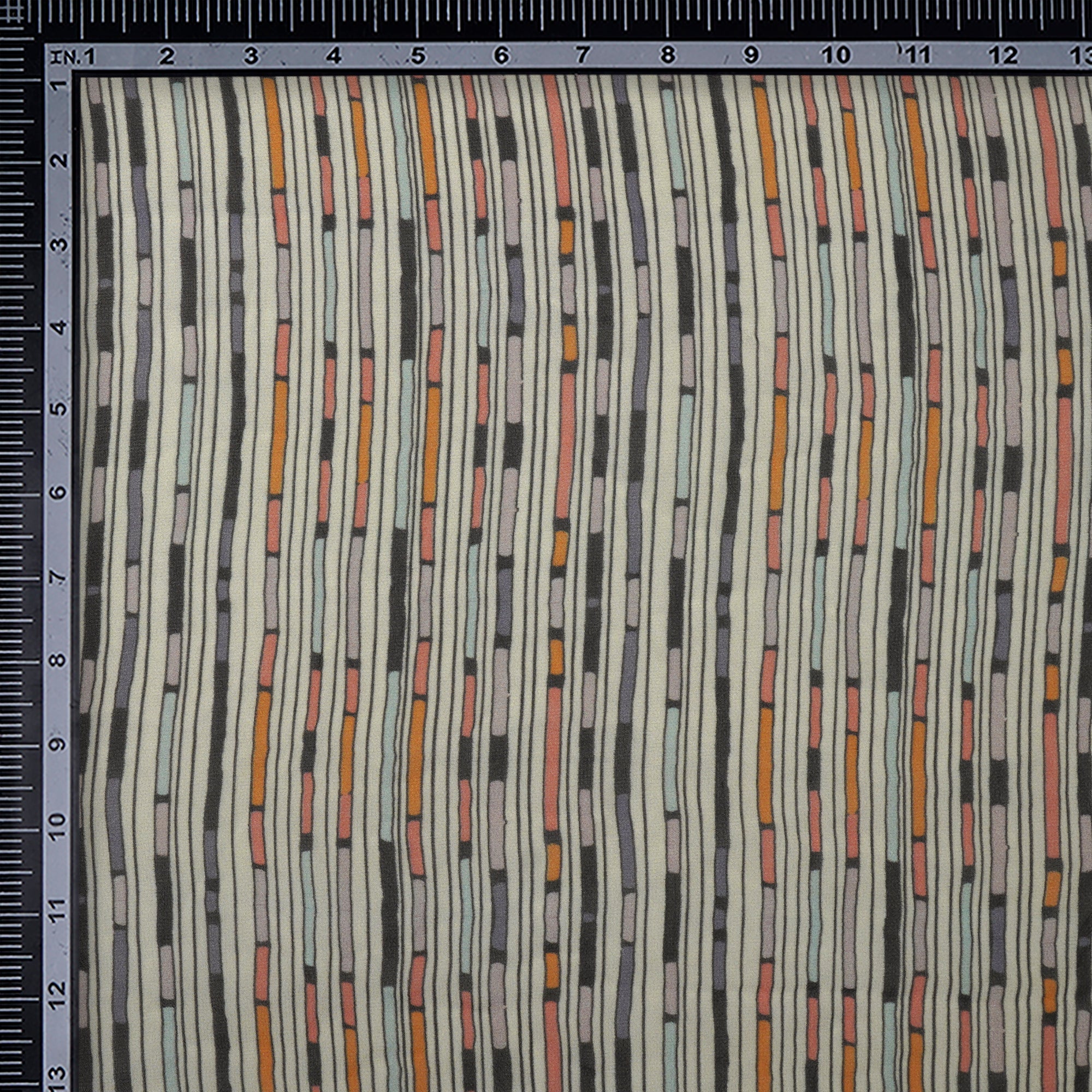 (Pre-Cut 1.20 Mtr)Multi Color Geomrtric Pattern Digital Print Georgette Fabric