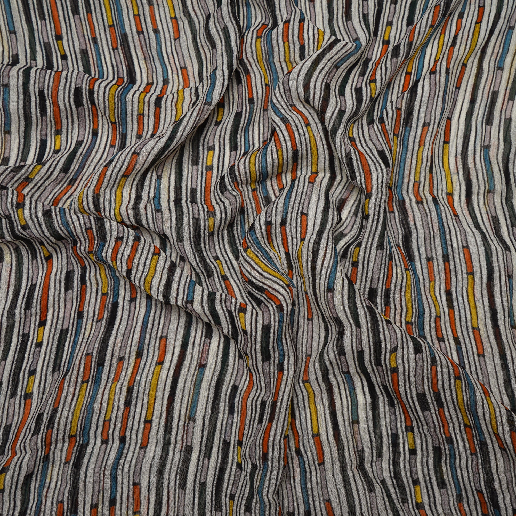 (Pre-Cut 1.70 Mtr)Multi Color Geomrtric Pattern Digital Print Georgette Fabric