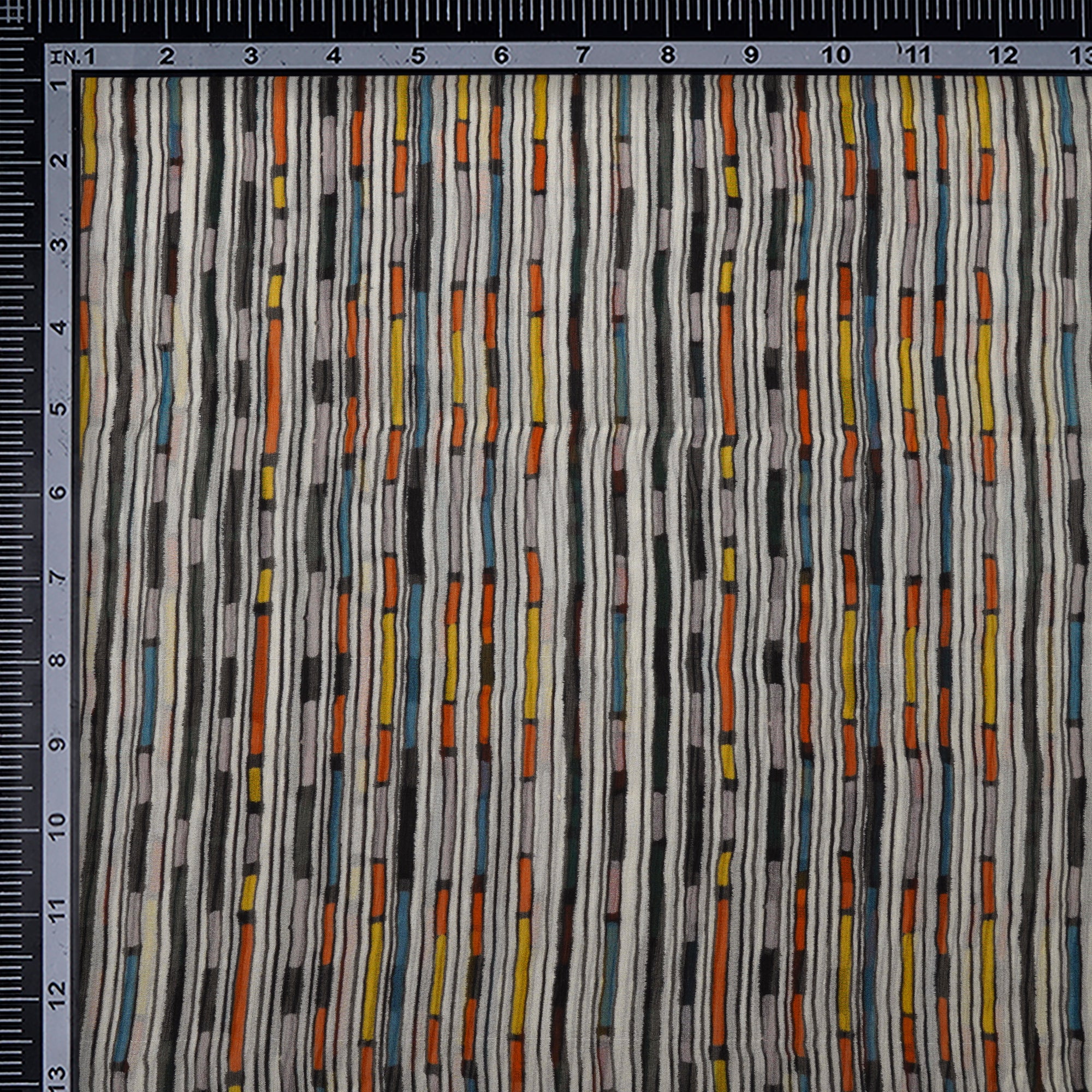 (Pre-Cut 1.70 Mtr)Multi Color Geomrtric Pattern Digital Print Georgette Fabric