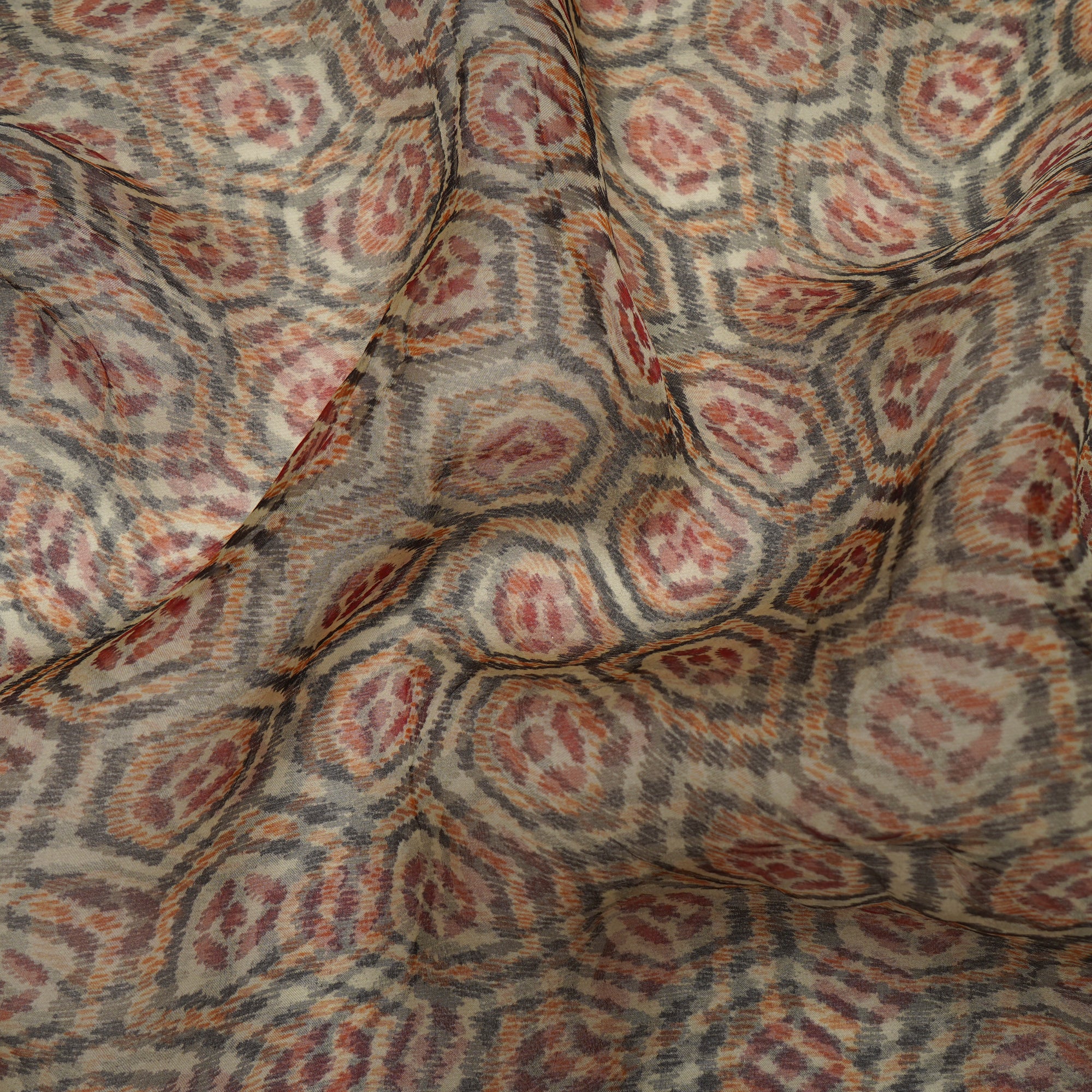 (Pre-Cut 1.40 Mtr)Multi Color Geometric Pattern Digital Printed Organza Silk Fabric
