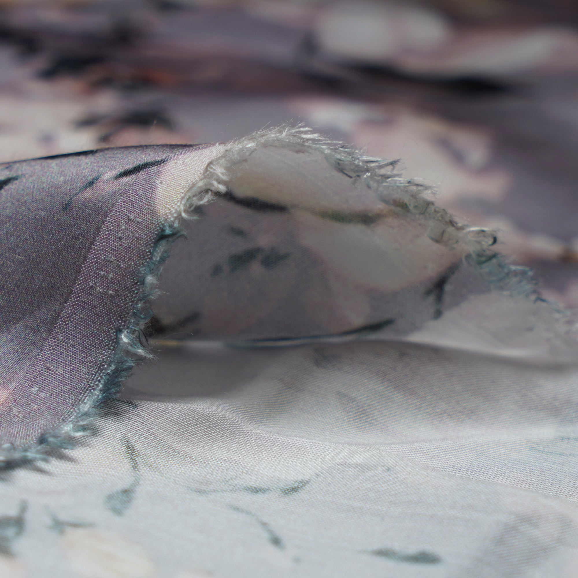 (Pre-Cut 2.30 Mtr)Grey Color Digital Printed Modal Satin Fabric