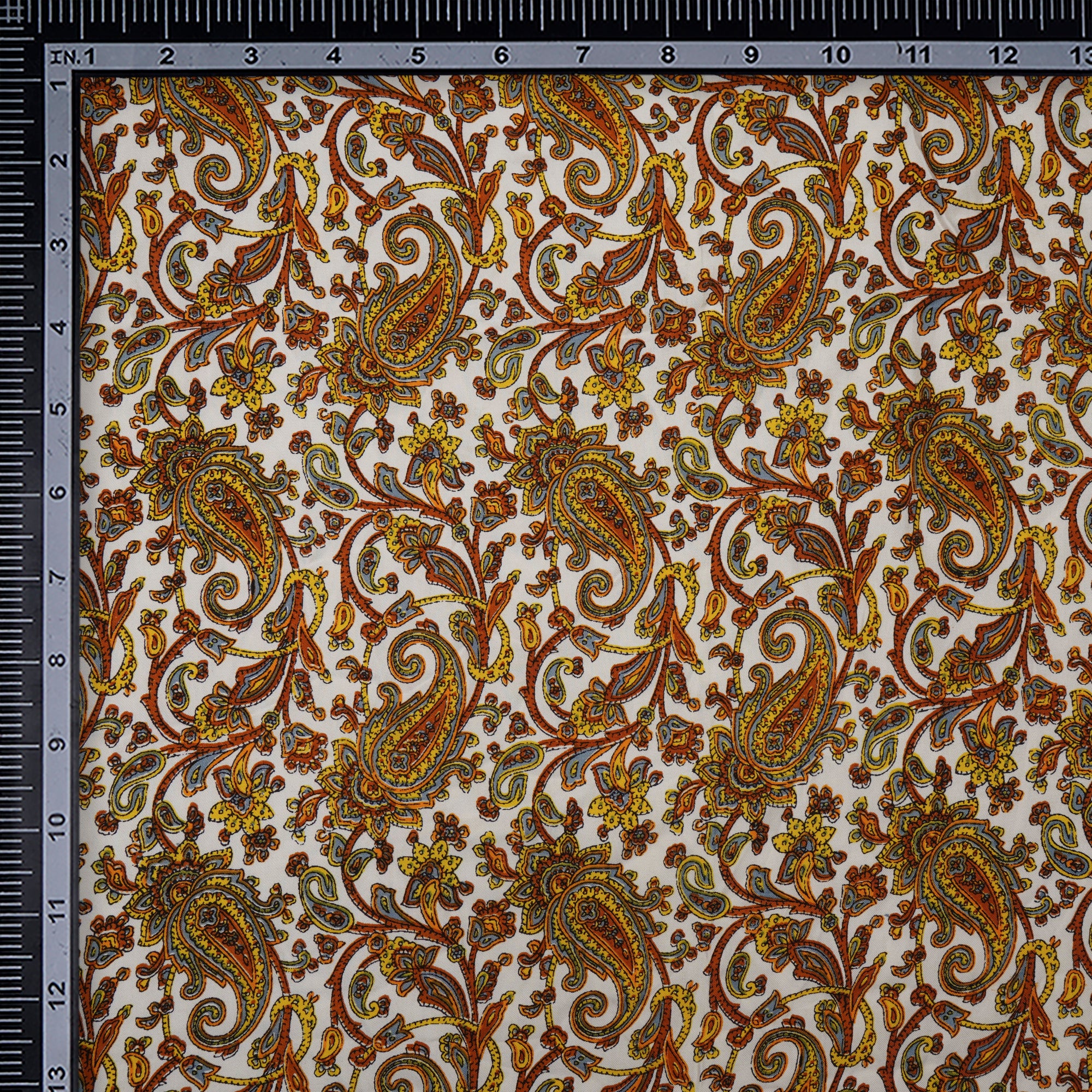 (Pre-Cut 1.50 Mtr)Multi Paisley Pattern Digital Print Bemberg Satin Fabric