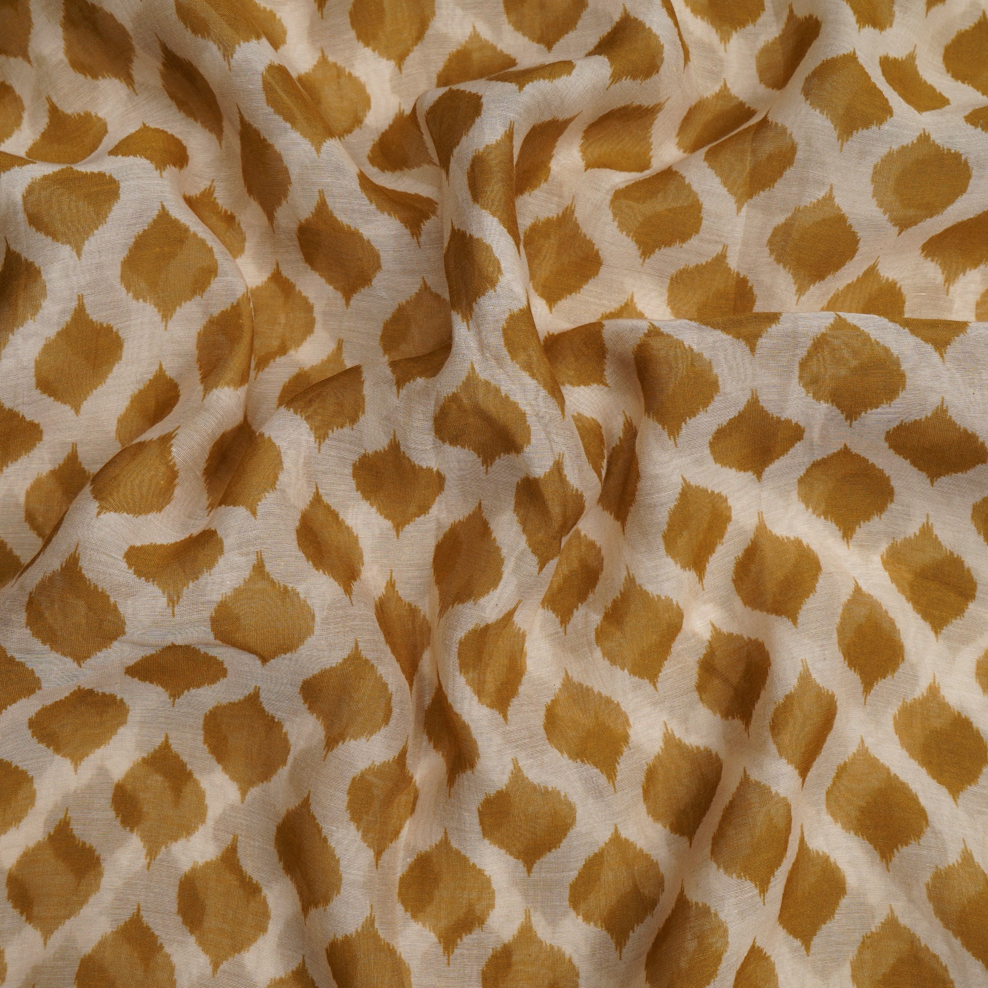 (Pre-Cut 1.70 Mtr)Mustard All-Over Pattern Digital Print Chanderi Fabric