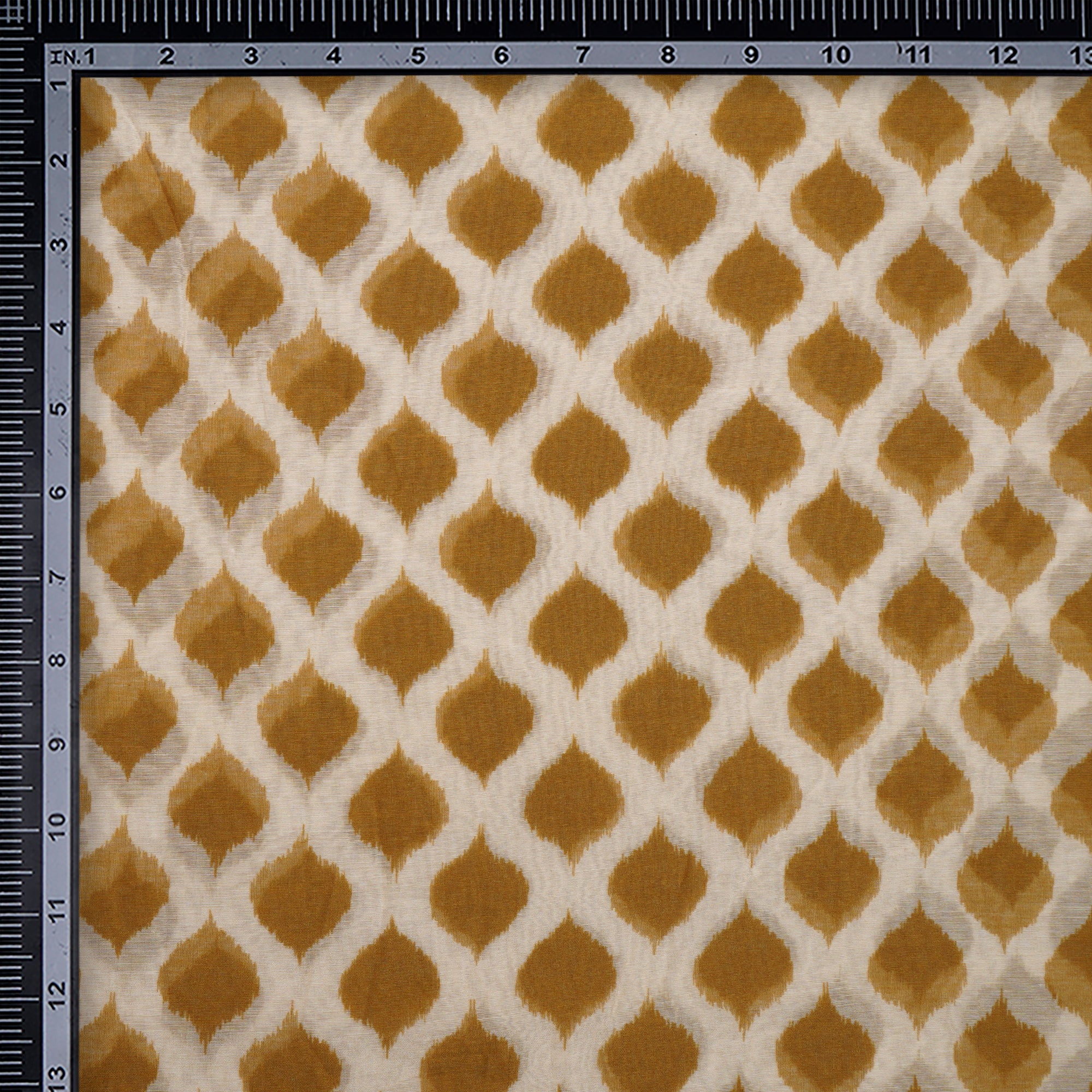 (Pre-Cut 1.70 Mtr)Mustard All-Over Pattern Digital Print Chanderi Fabric