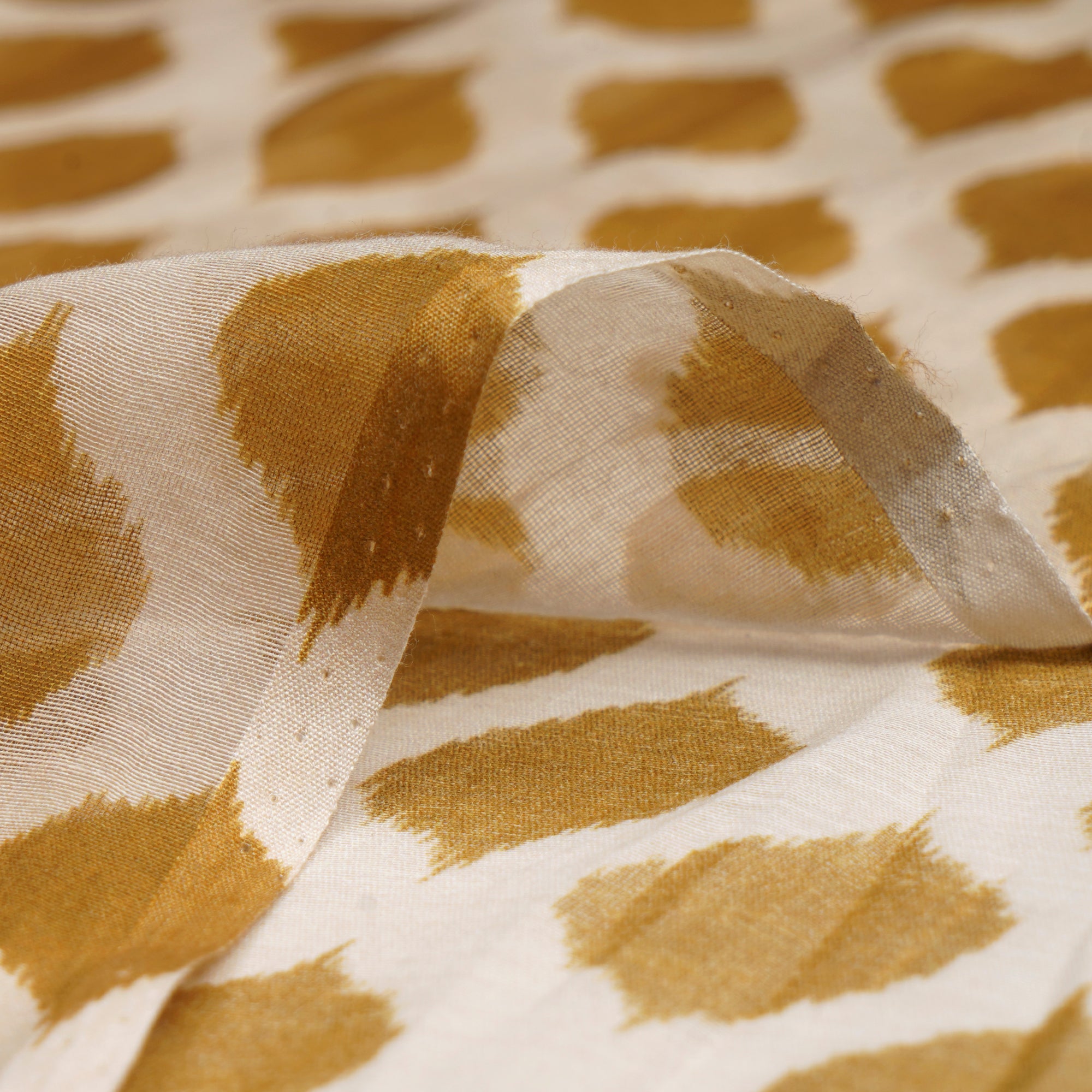 (Pre-Cut 1.70 Mtr)Mustard All-Over Pattern Digital Print Chanderi Fabric