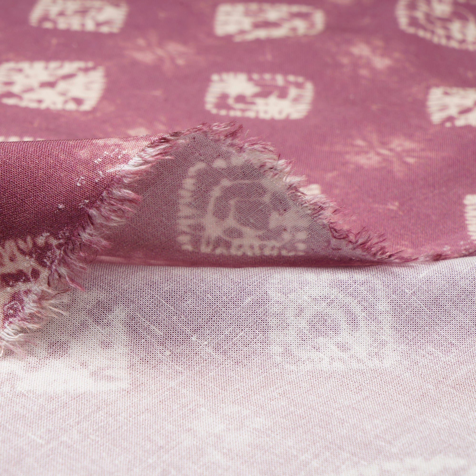 (Pre-Cut 1.70 Mtr)Mate Pink Bandhani Pattern Digital Print Fancy Linen Fabric