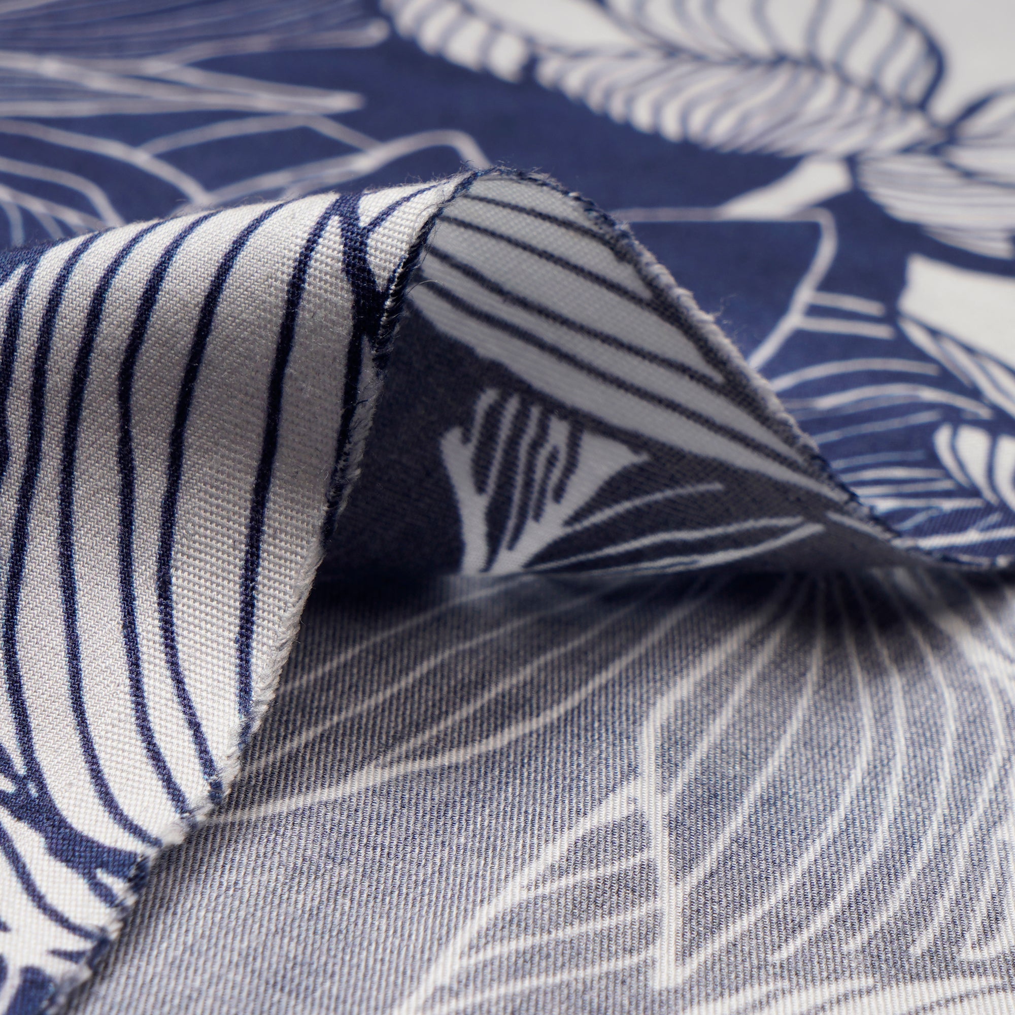 (Pre-Cut 1.80 Mtr)Navy Blue Floral Pattern Digital Pattern Maple Silk Fabric
