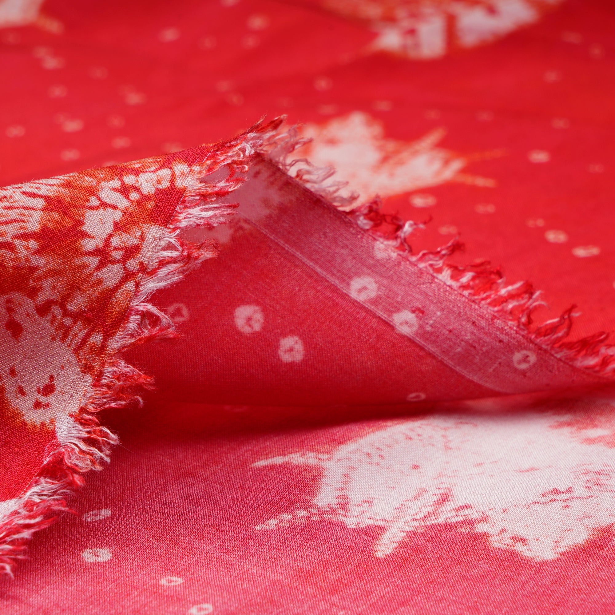 (Pre-Cut 2.50 Mtr)Peach Shibori Pattern Digital Print Fancy Linen Fabric