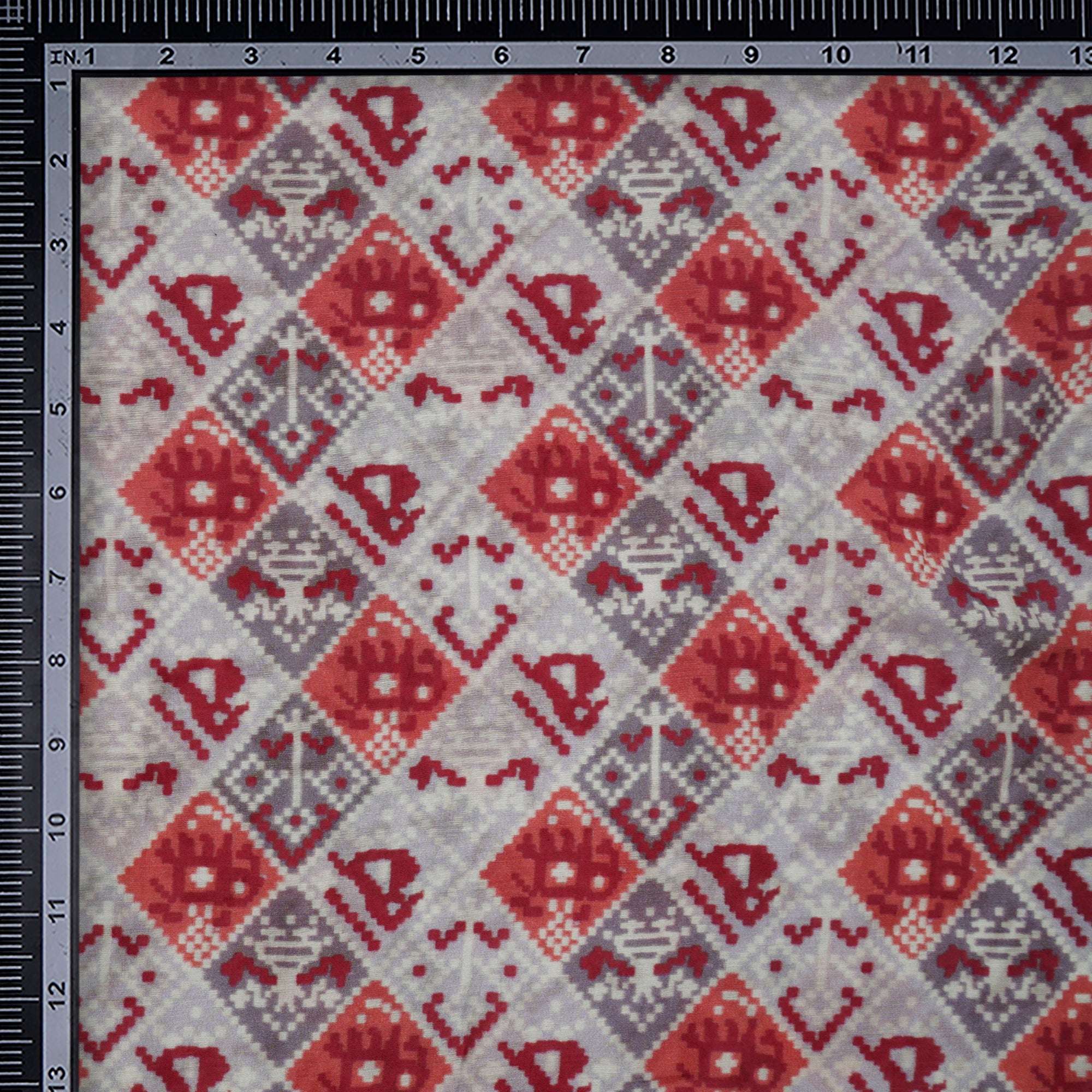 (Pre-Cut 1.70 Mtr)Multi Color Digital Printed Muga Silk Fabric