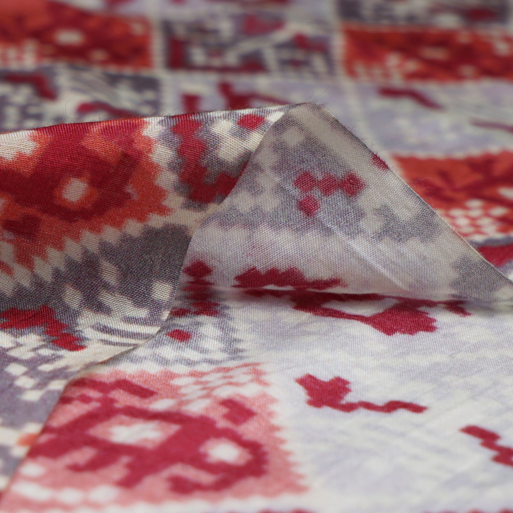 (Pre-Cut 1.70 Mtr)Multi Color Digital Printed Muga Silk Fabric