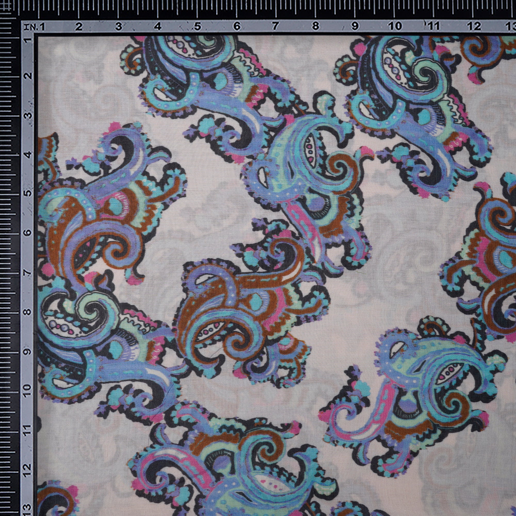 (Pre-Cut 3.20Mtr)Multi Color Floral Pattern Digital Printed Tussar Chanderi Fabricprecuts&&2054