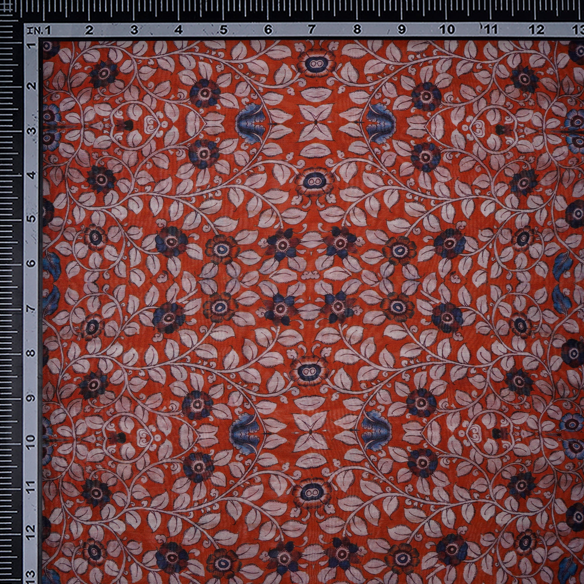 (Pre-Cut 3.50Mtr)Multi Color Floral Pattern Digital Print Pure Chanderi Fabric