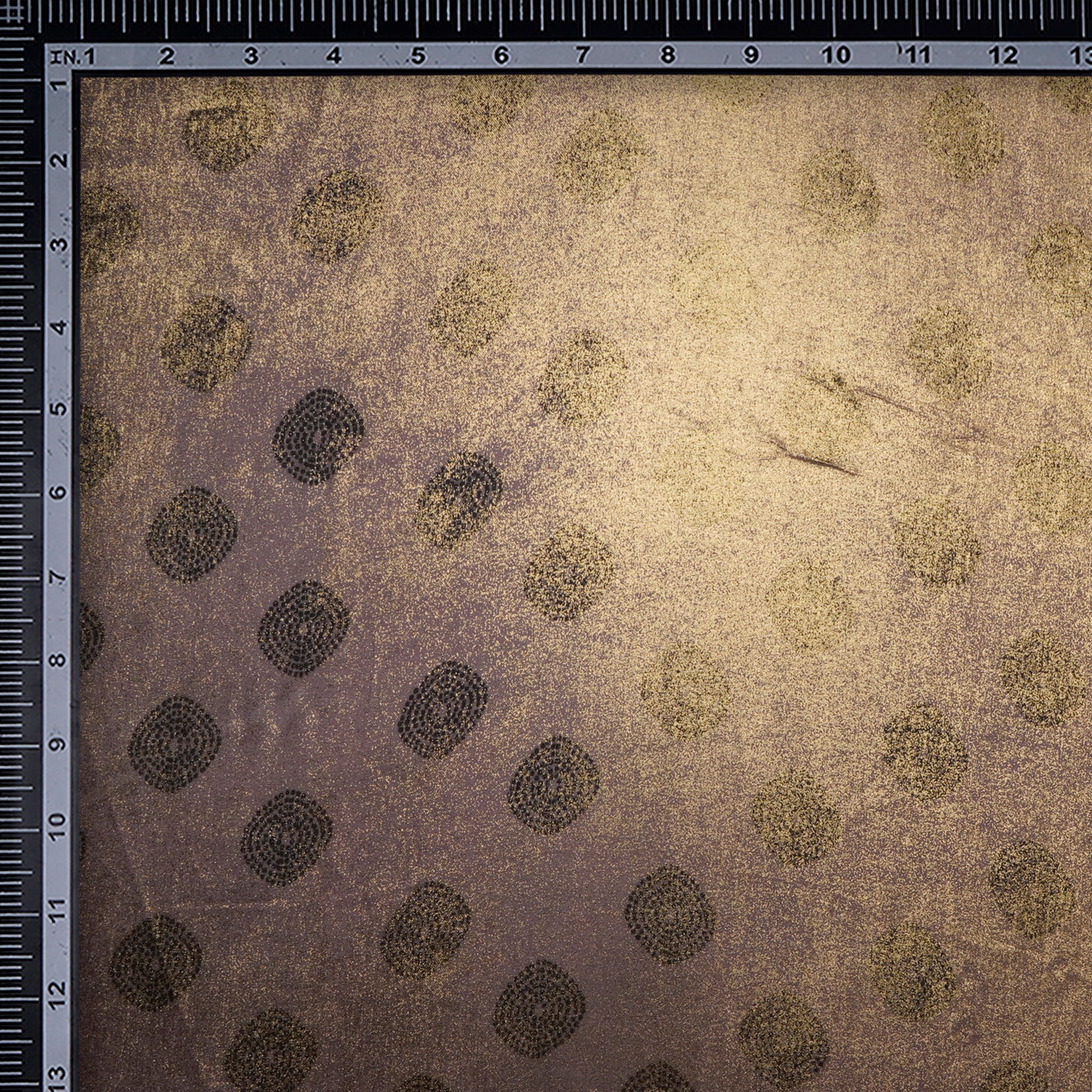 (Pre-Cut 4.70Mtr)Gold-Beige Digital & Foile Printed Bemberg Modal Satin Fabric