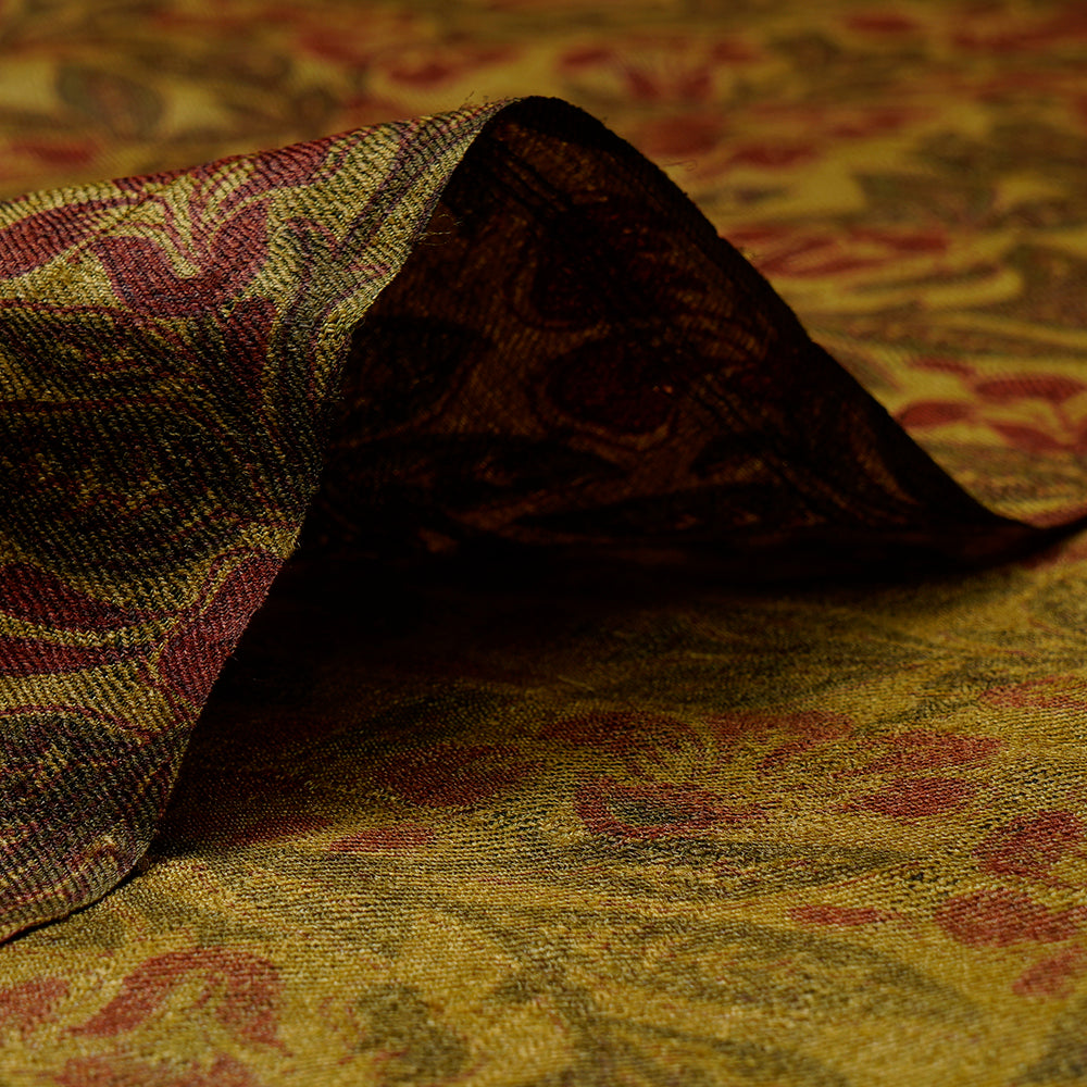 (Pre-Cut 2.60Mtr)Multi Color Floral Pattern Printed Tussar Silk Fabric