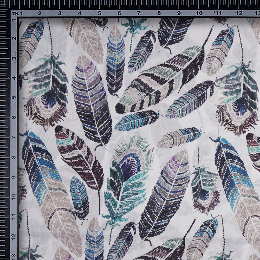 (Pre-Cut 3.30Mtr)Multi Color Digital Printed Cotton Lawn Fabric